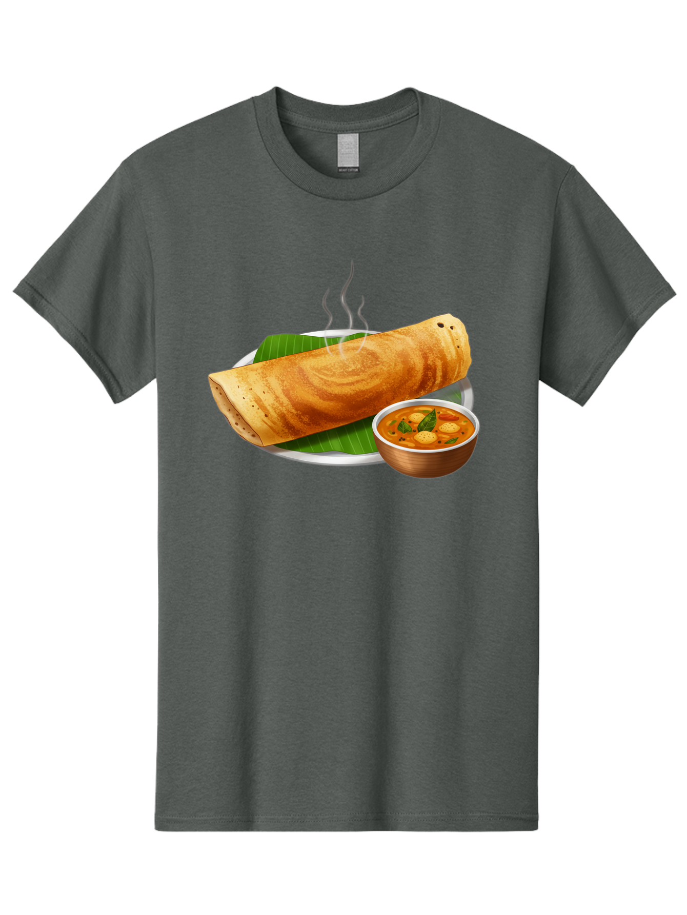 Masala-Dosa-9 Men'S Graphic Tee, 100% Cotton, Comfortable Casual Summer Wear, Machine Washable, South Indian Cuisine, Traditional Breakfast, Dosa And Sambar, Indian Food, Savory Crepe, Spicy Curry, Steaming Hot, Banana Leaf, Delicious Meal, Baa987