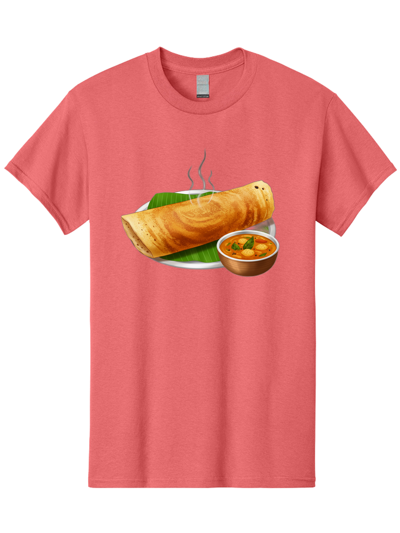 Masala-Dosa-9 Men'S Graphic Tee, 100% Cotton, Comfortable Casual Summer Wear, Machine Washable, South Indian Cuisine, Traditional Breakfast, Dosa And Sambar, Indian Food, Savory Crepe, Spicy Curry, Steaming Hot, Banana Leaf, Delicious Meal, Baa987