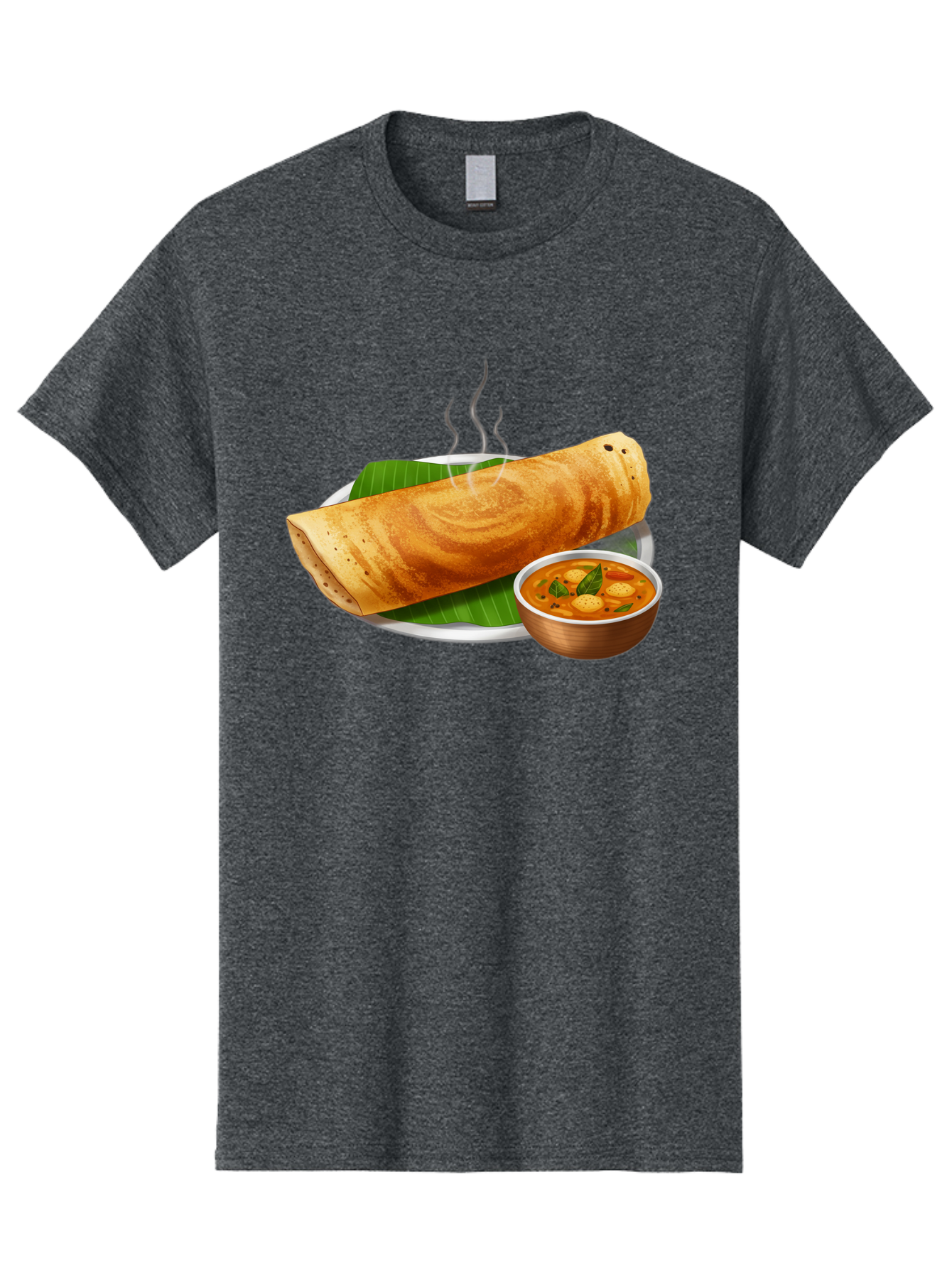 Masala-Dosa-9 Men'S Graphic Tee, 100% Cotton, Comfortable Casual Summer Wear, Machine Washable, South Indian Cuisine, Traditional Breakfast, Dosa And Sambar, Indian Food, Savory Crepe, Spicy Curry, Steaming Hot, Banana Leaf, Delicious Meal, Baa987