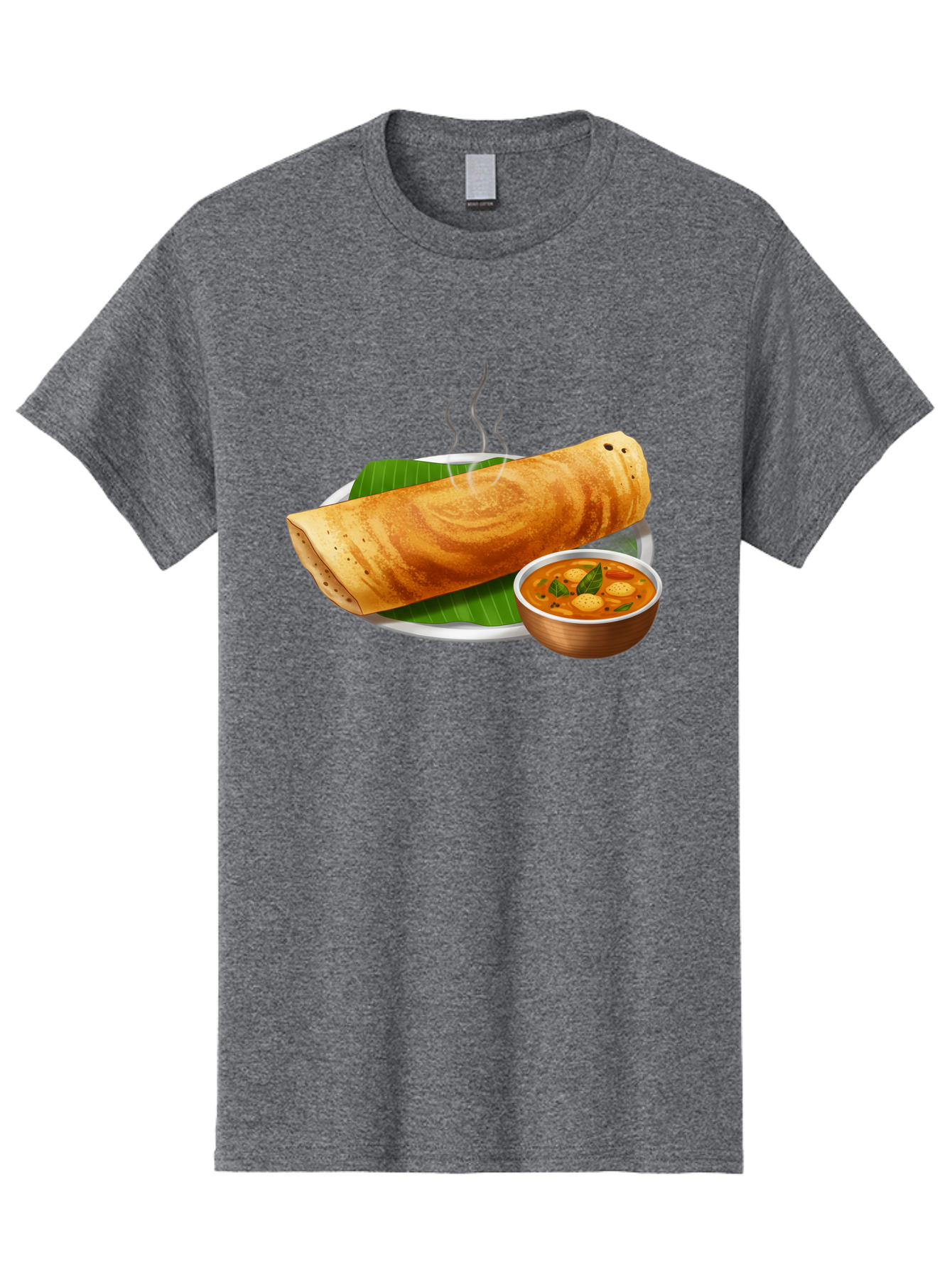 Masala-Dosa-9 Men'S Graphic Tee, 100% Cotton, Comfortable Casual Summer Wear, Machine Washable, South Indian Cuisine, Traditional Breakfast, Dosa And Sambar, Indian Food, Savory Crepe, Spicy Curry, Steaming Hot, Banana Leaf, Delicious Meal, Baa987