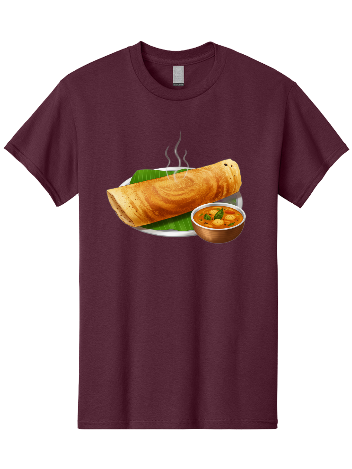 Masala-Dosa-9 Men'S Graphic Tee, 100% Cotton, Comfortable Casual Summer Wear, Machine Washable, South Indian Cuisine, Traditional Breakfast, Dosa And Sambar, Indian Food, Savory Crepe, Spicy Curry, Steaming Hot, Banana Leaf, Delicious Meal, Baa987