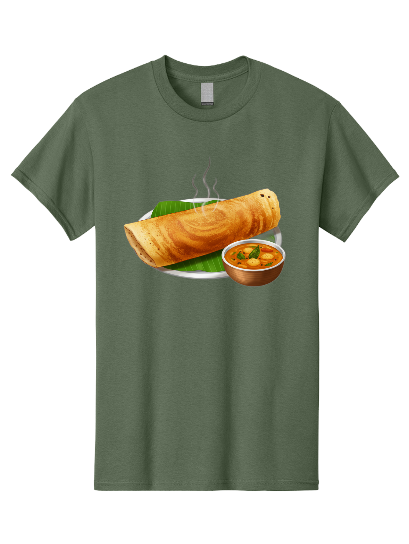 Masala-Dosa-9 Men'S Graphic Tee, 100% Cotton, Comfortable Casual Summer Wear, Machine Washable, South Indian Cuisine, Traditional Breakfast, Dosa And Sambar, Indian Food, Savory Crepe, Spicy Curry, Steaming Hot, Banana Leaf, Delicious Meal, Baa987