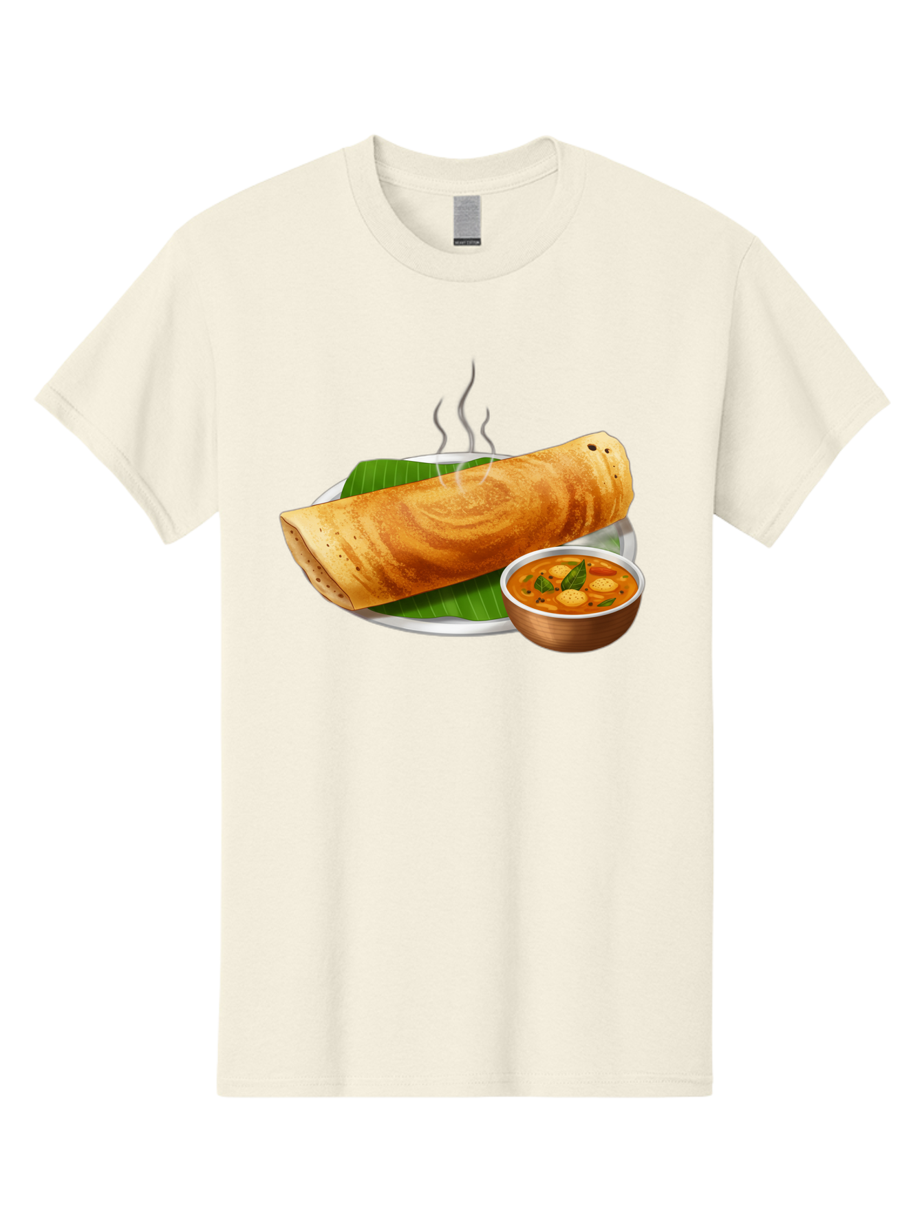 Masala-Dosa-9 Men'S Graphic Tee, 100% Cotton, Comfortable Casual Summer Wear, Machine Washable, South Indian Cuisine, Traditional Breakfast, Dosa And Sambar, Indian Food, Savory Crepe, Spicy Curry, Steaming Hot, Banana Leaf, Delicious Meal, Baa987