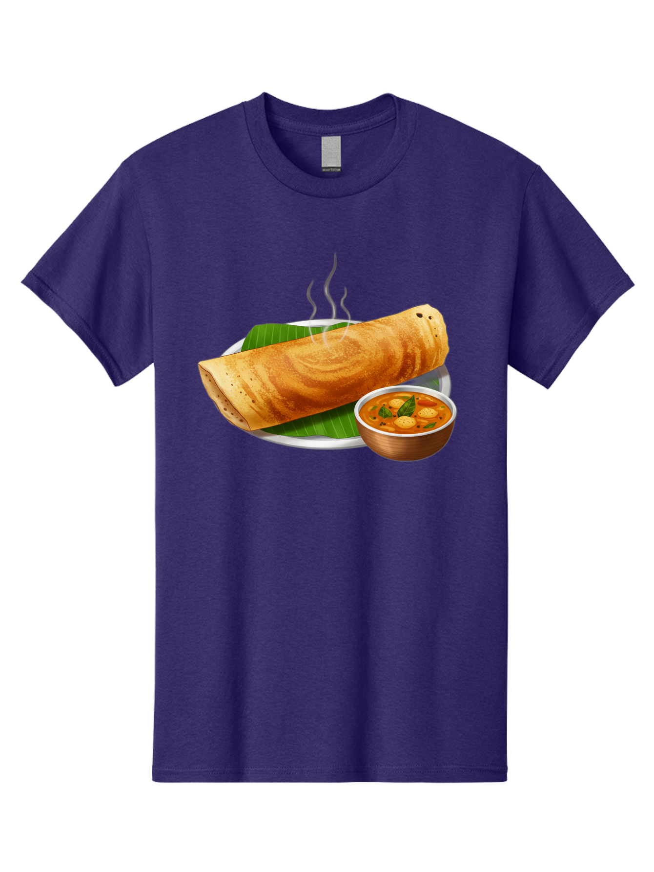 Masala-Dosa-9 Men'S Graphic Tee, 100% Cotton, Comfortable Casual Summer Wear, Machine Washable, South Indian Cuisine, Traditional Breakfast, Dosa And Sambar, Indian Food, Savory Crepe, Spicy Curry, Steaming Hot, Banana Leaf, Delicious Meal, Baa987
