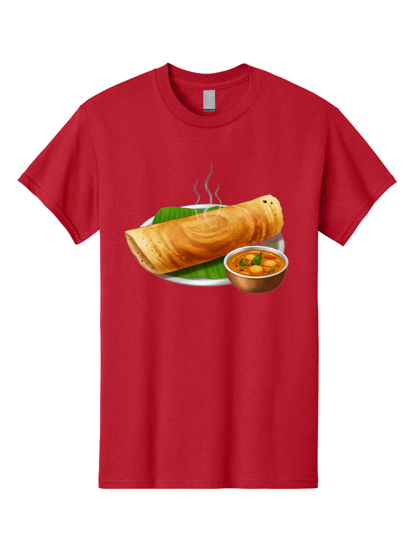 Masala-Dosa-9 Men'S Graphic Tee, 100% Cotton, Comfortable Casual Summer Wear, Machine Washable, South Indian Cuisine, Traditional Breakfast, Dosa And Sambar, Indian Food, Savory Crepe, Spicy Curry, Steaming Hot, Banana Leaf, Delicious Meal, Baa987