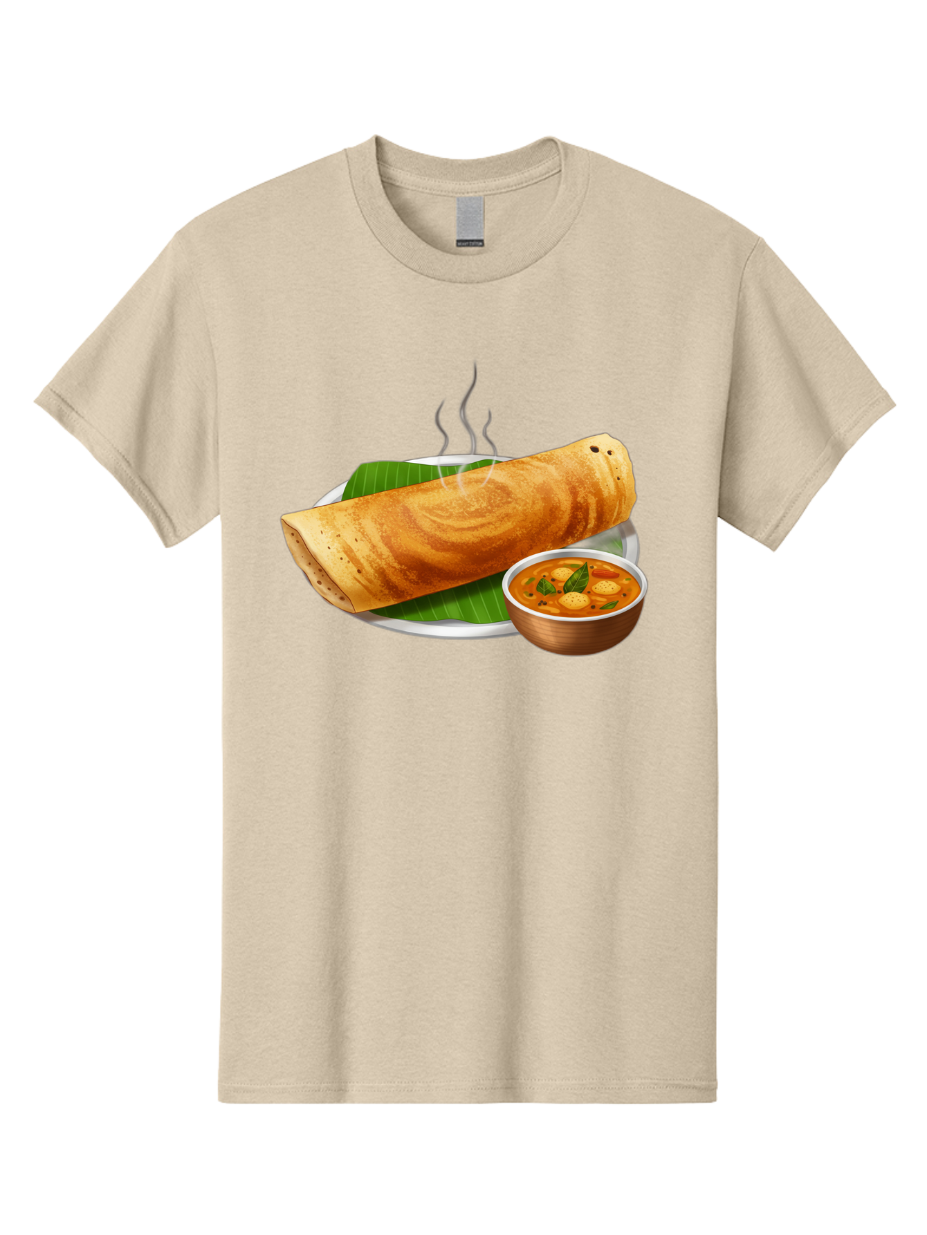 Masala-Dosa-9 Men'S Graphic Tee, 100% Cotton, Comfortable Casual Summer Wear, Machine Washable, South Indian Cuisine, Traditional Breakfast, Dosa And Sambar, Indian Food, Savory Crepe, Spicy Curry, Steaming Hot, Banana Leaf, Delicious Meal, Baa987