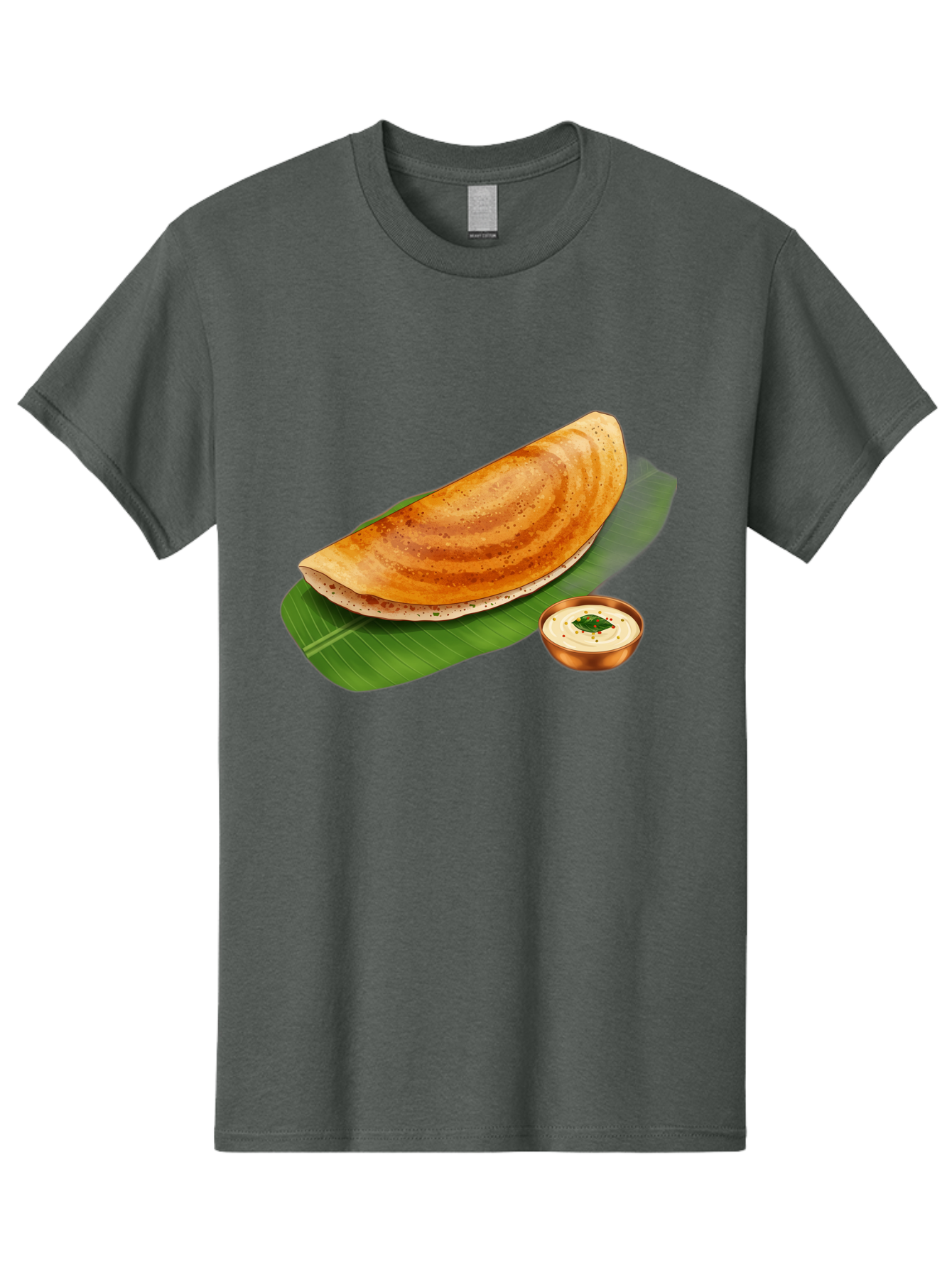 Masala-Dosa-With-Chutney Men'S Graphic Tee, 100% Cotton, Comfortable Casual Summer Wear, Machine Washable, Crispy Dosa, South Indian Cuisine, Fermented Rice Crepe, Chutney, Traditional Breakfast, Indian Food, Banana Leaf, Tasty Dosai Baa988