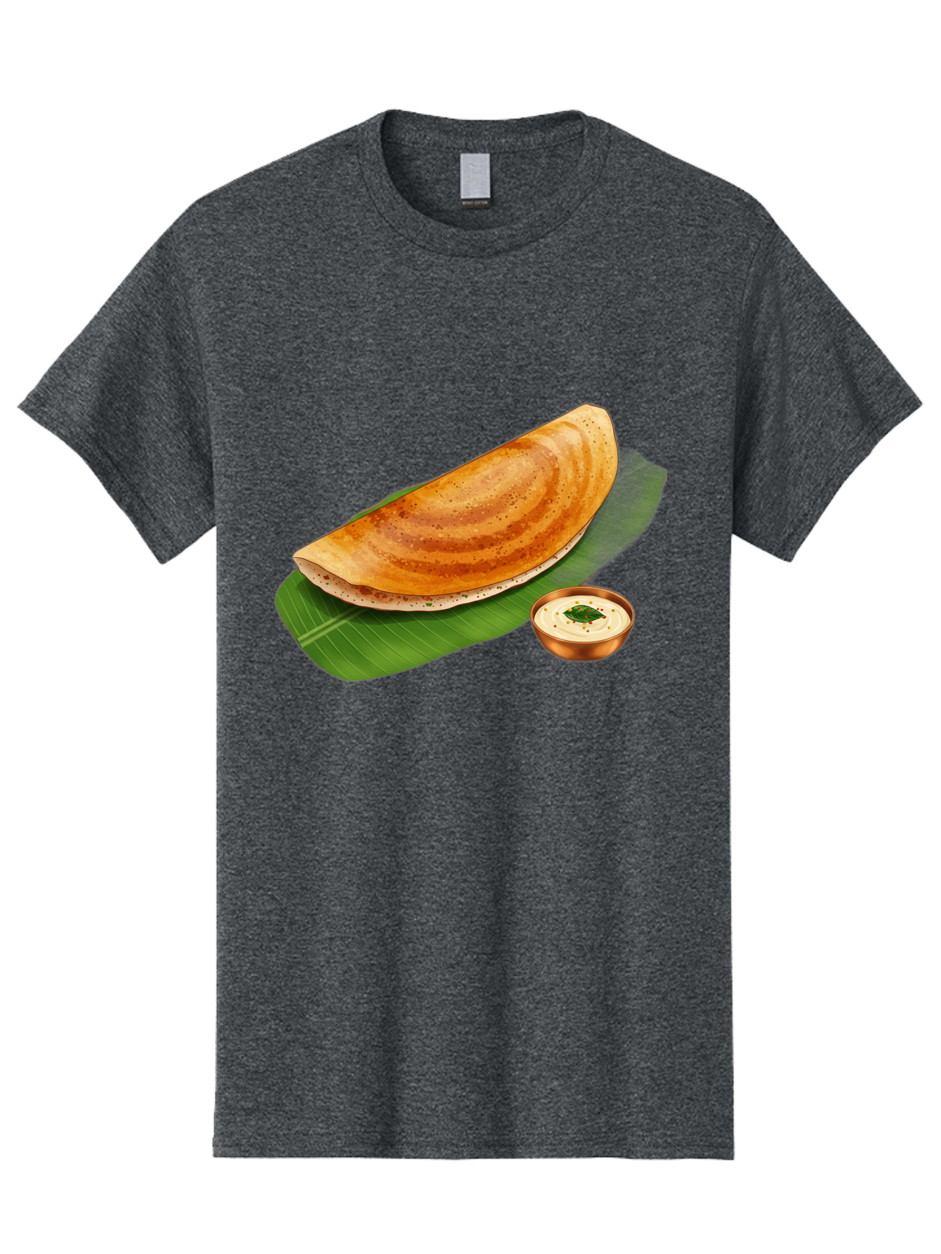 Masala-Dosa-With-Chutney Men'S Graphic Tee, 100% Cotton, Comfortable Casual Summer Wear, Machine Washable, Crispy Dosa, South Indian Cuisine, Fermented Rice Crepe, Chutney, Traditional Breakfast, Indian Food, Banana Leaf, Tasty Dosai Baa988