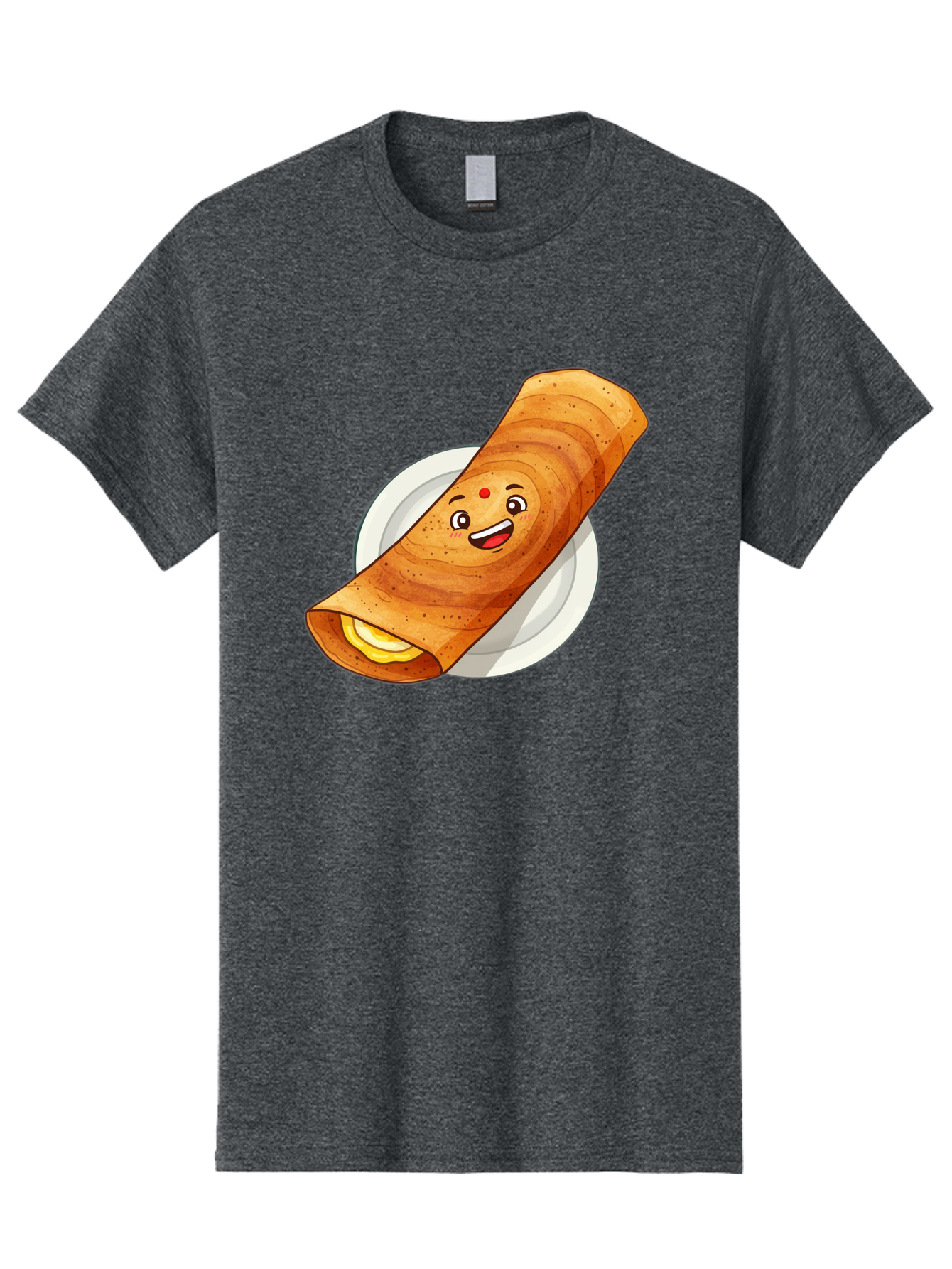 Masala-Dosa Men'S Graphic Tee, 100% Cotton, Comfortable Casual Summer Wear, Machine Washable, Indian Cuisine, Traditional Breakfast, Masala Dosa, Dosa Recipe, South Indian Food, Cartoon Food, Smiling Dosa, Dosa Illustration Baa989