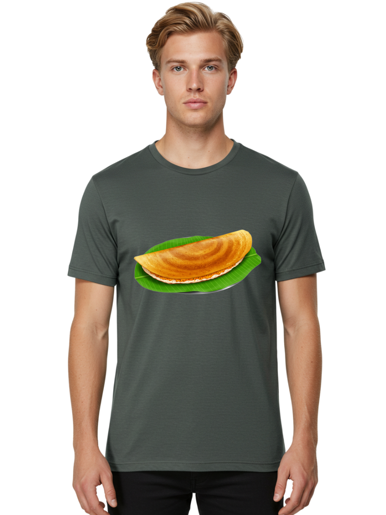 Masoori-Dosa Men'S Graphic Tee, 100% Cotton, Comfortable Casual Summer Wear, Machine Washable, Crispy Dosa, Indian Cuisine, South Indian Food, Traditional Breakfast, Fermented Rice And Lentil Crepe, Masoori Dosa Baa990