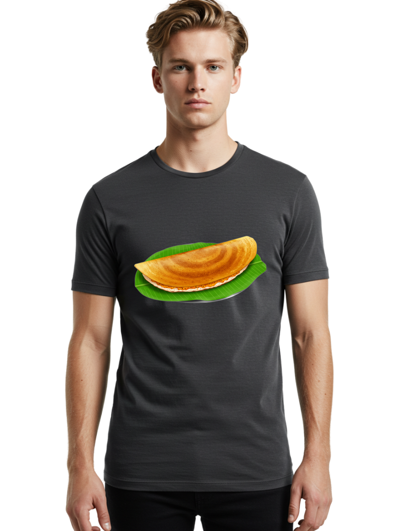 Masoori-Dosa Men'S Graphic Tee, 100% Cotton, Comfortable Casual Summer Wear, Machine Washable, Crispy Dosa, Indian Cuisine, South Indian Food, Traditional Breakfast, Fermented Rice And Lentil Crepe, Masoori Dosa Baa990