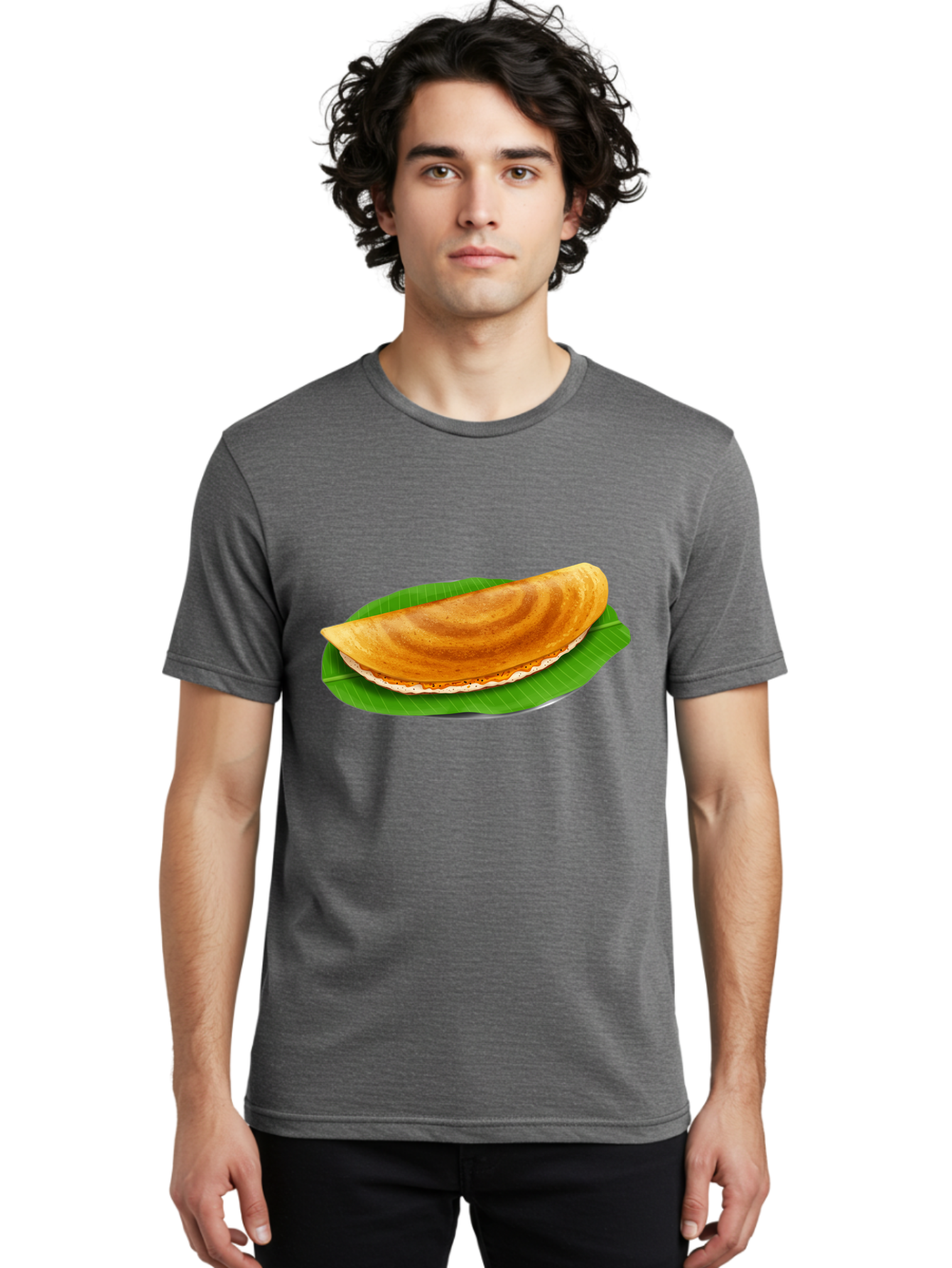 Masoori-Dosa Men'S Graphic Tee, 100% Cotton, Comfortable Casual Summer Wear, Machine Washable, Crispy Dosa, Indian Cuisine, South Indian Food, Traditional Breakfast, Fermented Rice And Lentil Crepe, Masoori Dosa Baa990