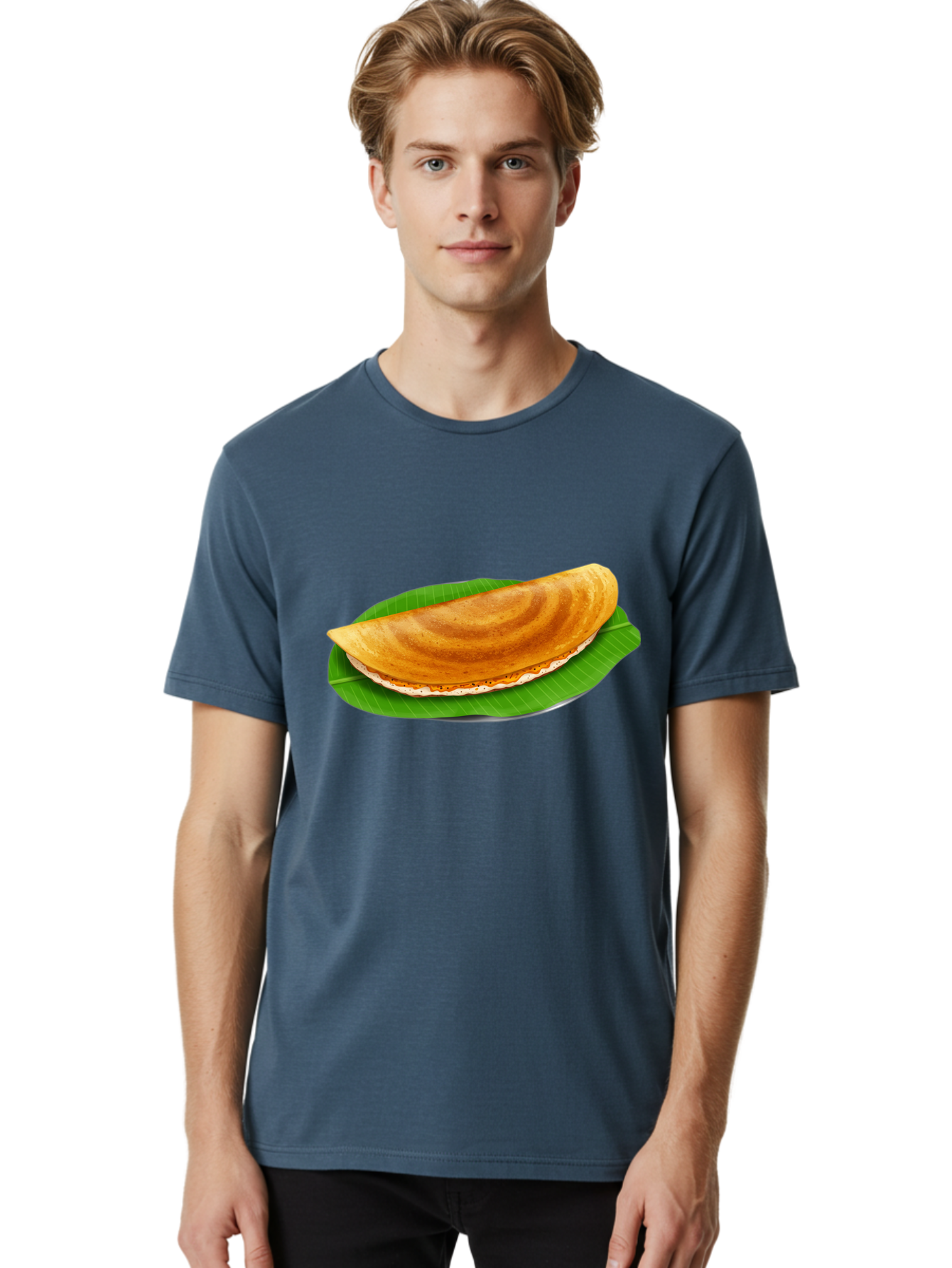 Masoori-Dosa Men'S Graphic Tee, 100% Cotton, Comfortable Casual Summer Wear, Machine Washable, Crispy Dosa, Indian Cuisine, South Indian Food, Traditional Breakfast, Fermented Rice And Lentil Crepe, Masoori Dosa Baa990