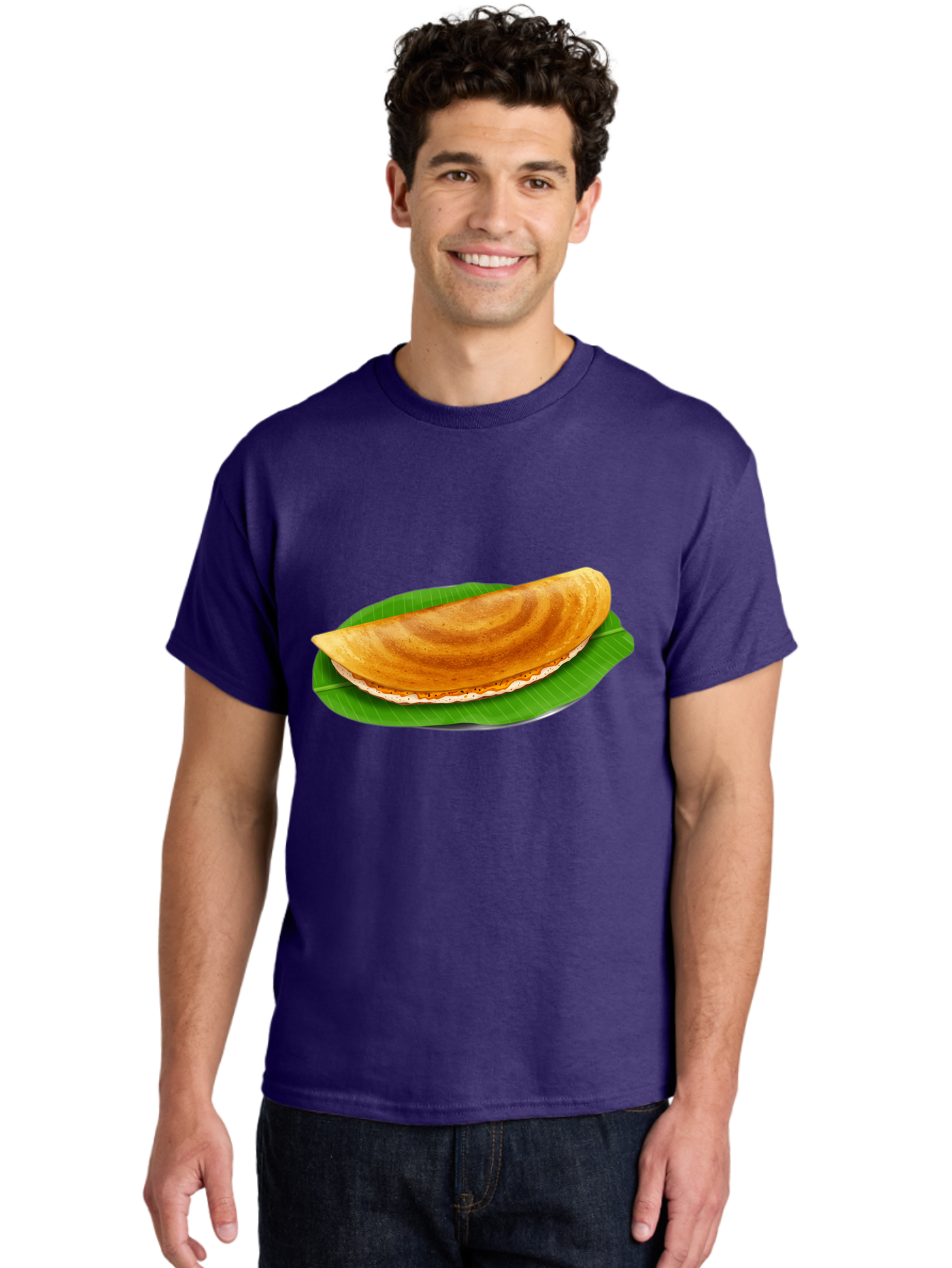 Masoori-Dosa Men'S Graphic Tee, 100% Cotton, Comfortable Casual Summer Wear, Machine Washable, Crispy Dosa, Indian Cuisine, South Indian Food, Traditional Breakfast, Fermented Rice And Lentil Crepe, Masoori Dosa Baa990