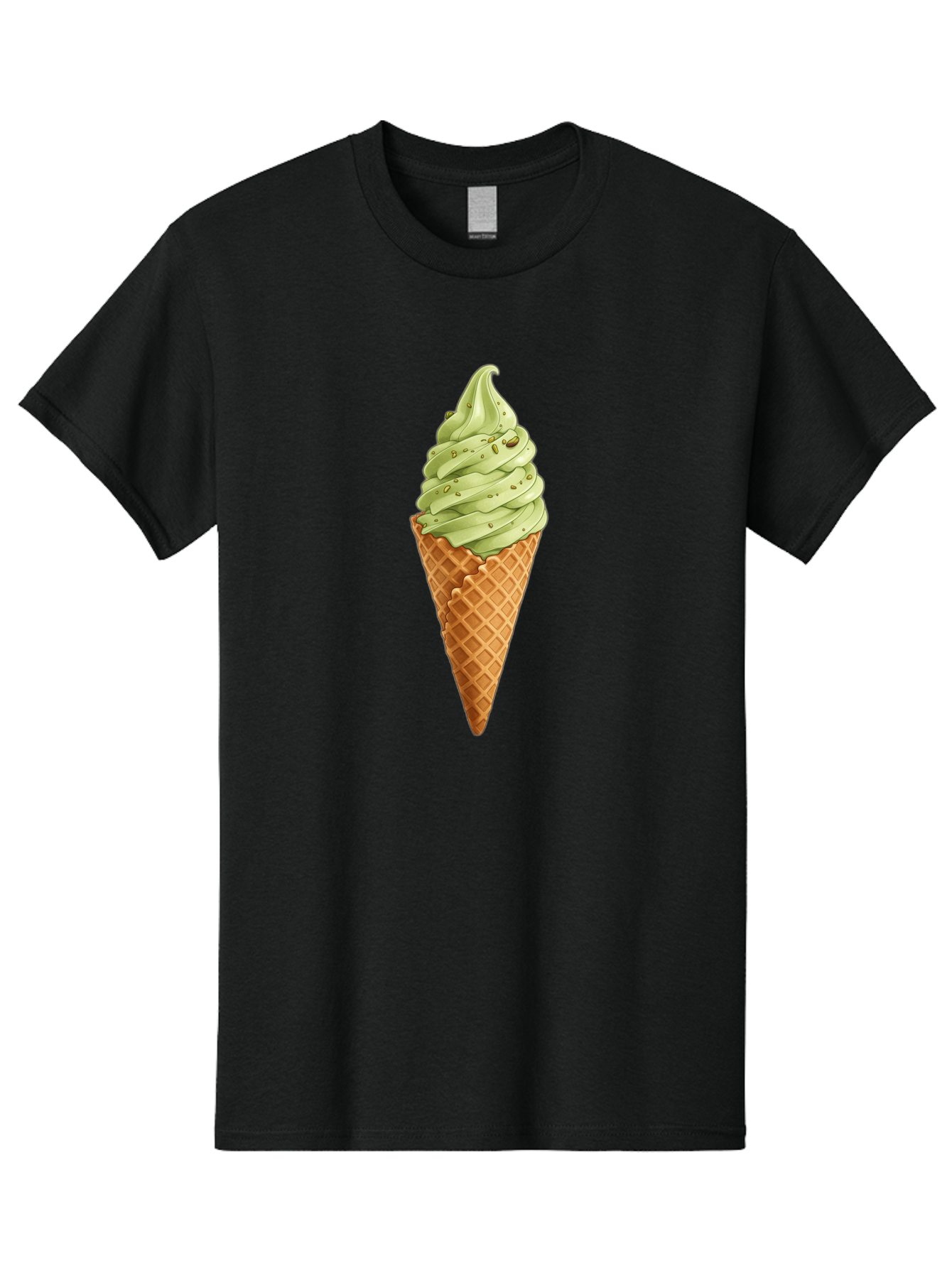 Matcha-Ice-Cream-Cone Men'S Graphic Tee, 100% Cotton, Comfortable Casual Summer Wear, Machine Washable, Matcha Ice Cream, Soft Serve Ice Cream, Waffle Cone, Green Tea Flavor, Sweet Treat, Summer Dessert, Ice Cream Cone, Creamy Texture Baa992