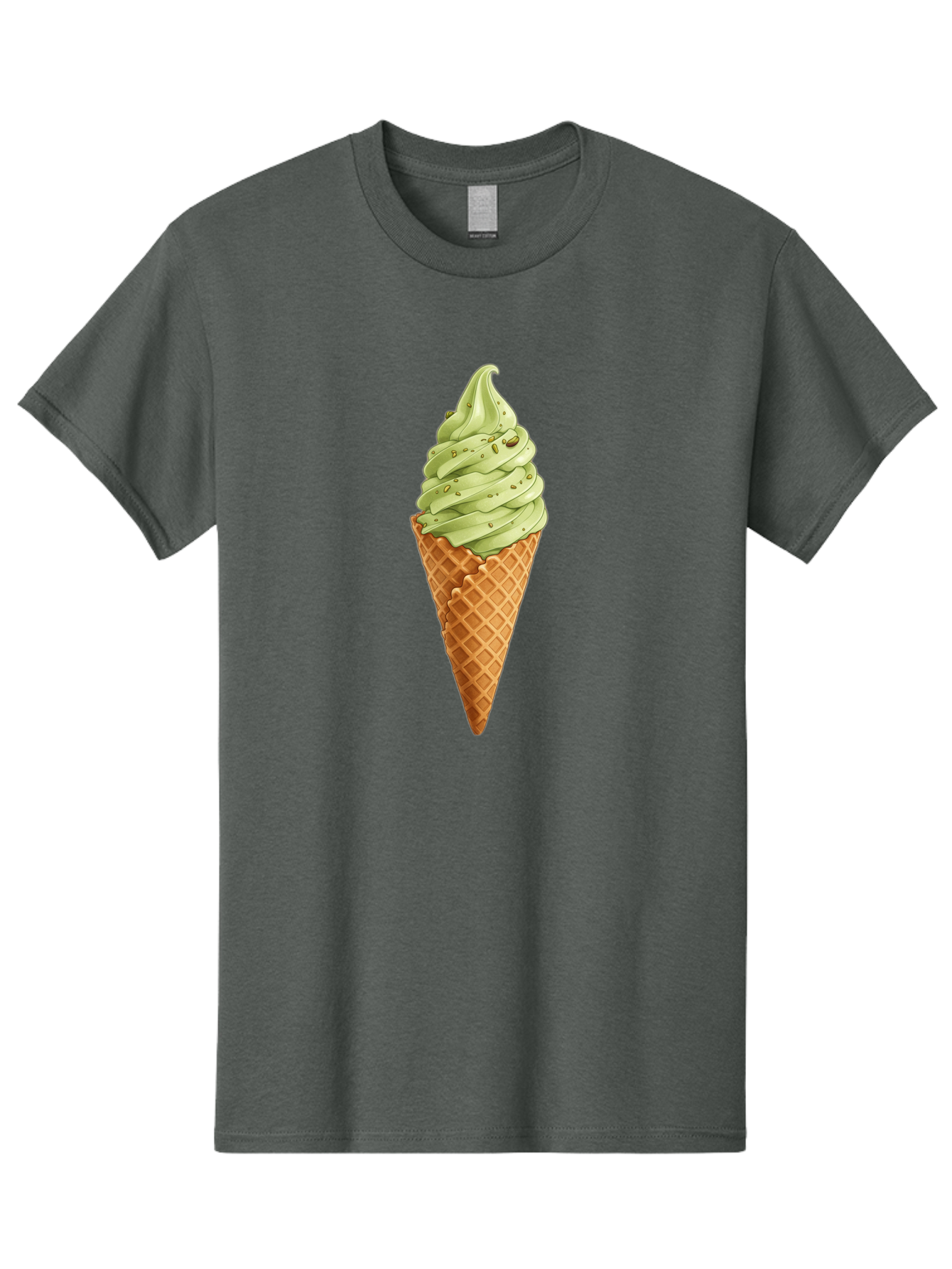 Matcha-Ice-Cream-Cone Men'S Graphic Tee, 100% Cotton, Comfortable Casual Summer Wear, Machine Washable, Matcha Ice Cream, Soft Serve Ice Cream, Waffle Cone, Green Tea Flavor, Sweet Treat, Summer Dessert, Ice Cream Cone, Creamy Texture Baa992