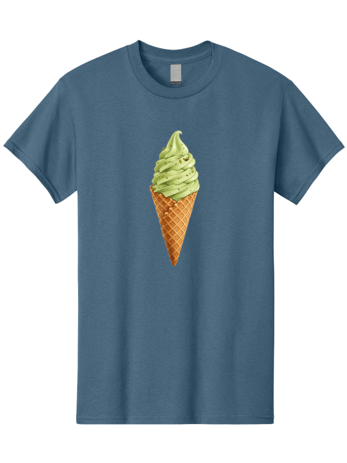Matcha-Ice-Cream-Cone Men'S Graphic Tee, 100% Cotton, Comfortable Casual Summer Wear, Machine Washable, Matcha Ice Cream, Soft Serve Ice Cream, Waffle Cone, Green Tea Flavor, Sweet Treat, Summer Dessert, Ice Cream Cone, Creamy Texture Baa992