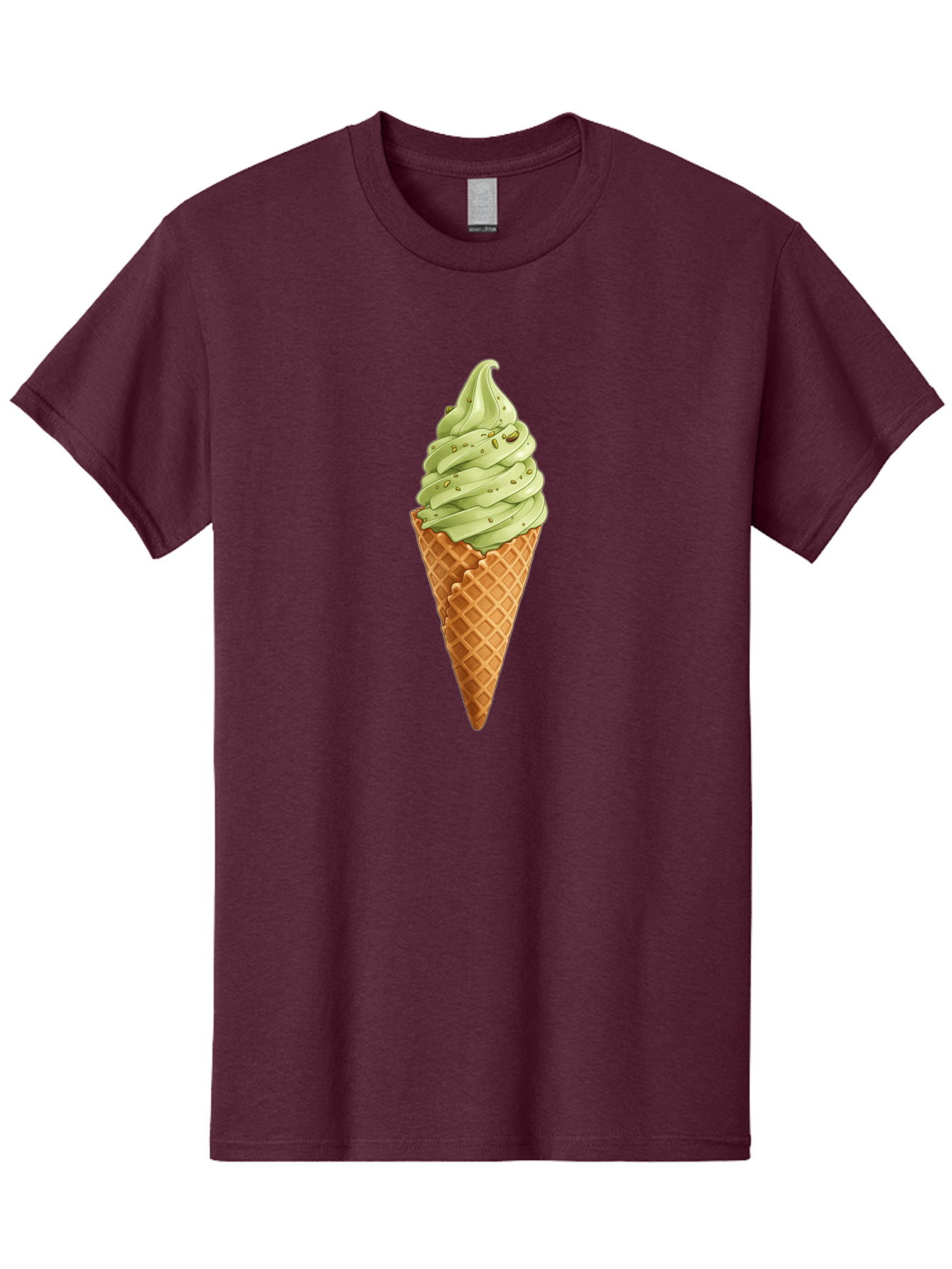 Matcha-Ice-Cream-Cone Men'S Graphic Tee, 100% Cotton, Comfortable Casual Summer Wear, Machine Washable, Matcha Ice Cream, Soft Serve Ice Cream, Waffle Cone, Green Tea Flavor, Sweet Treat, Summer Dessert, Ice Cream Cone, Creamy Texture Baa992