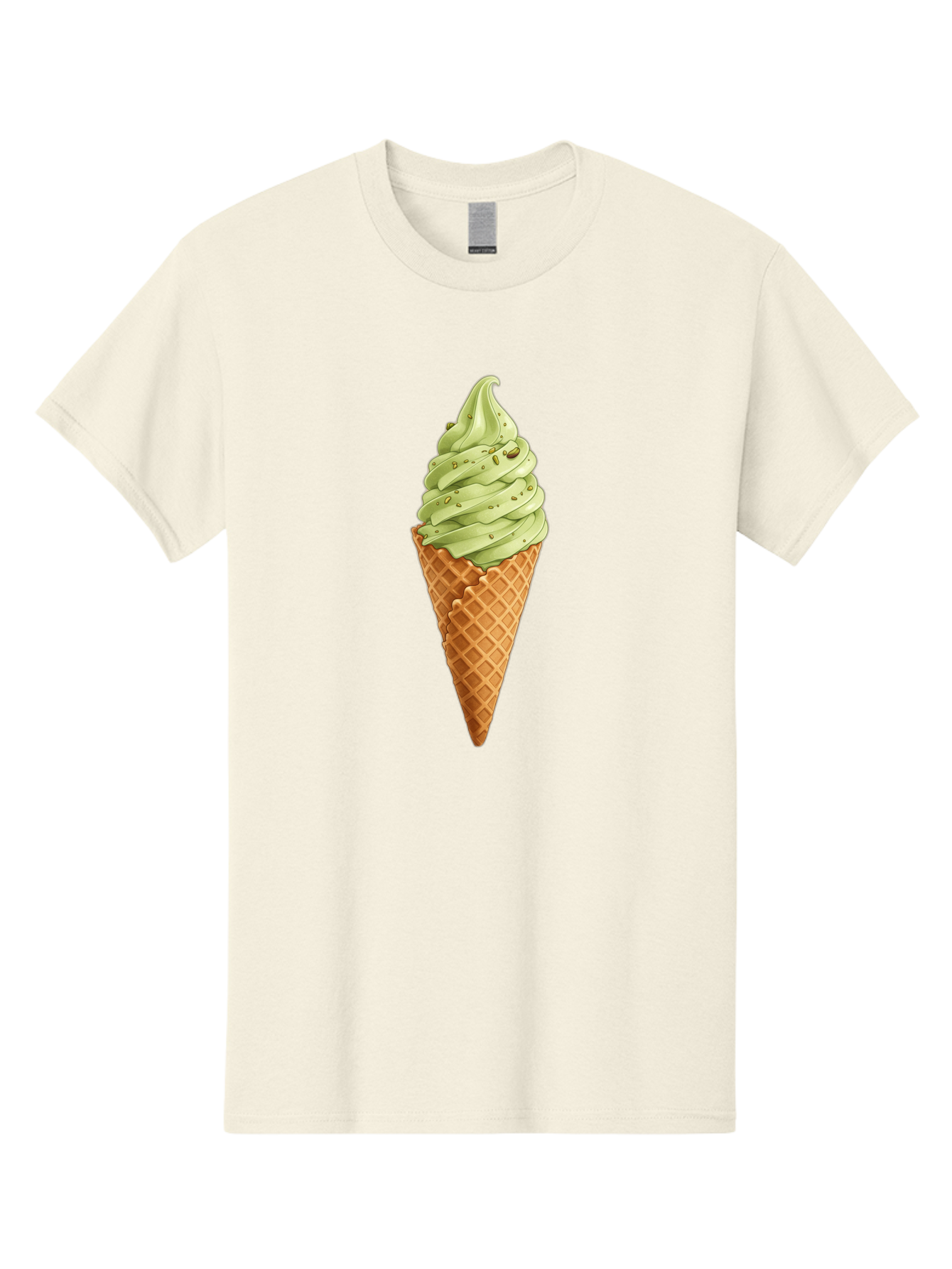 Matcha-Ice-Cream-Cone Men'S Graphic Tee, 100% Cotton, Comfortable Casual Summer Wear, Machine Washable, Matcha Ice Cream, Soft Serve Ice Cream, Waffle Cone, Green Tea Flavor, Sweet Treat, Summer Dessert, Ice Cream Cone, Creamy Texture Baa992