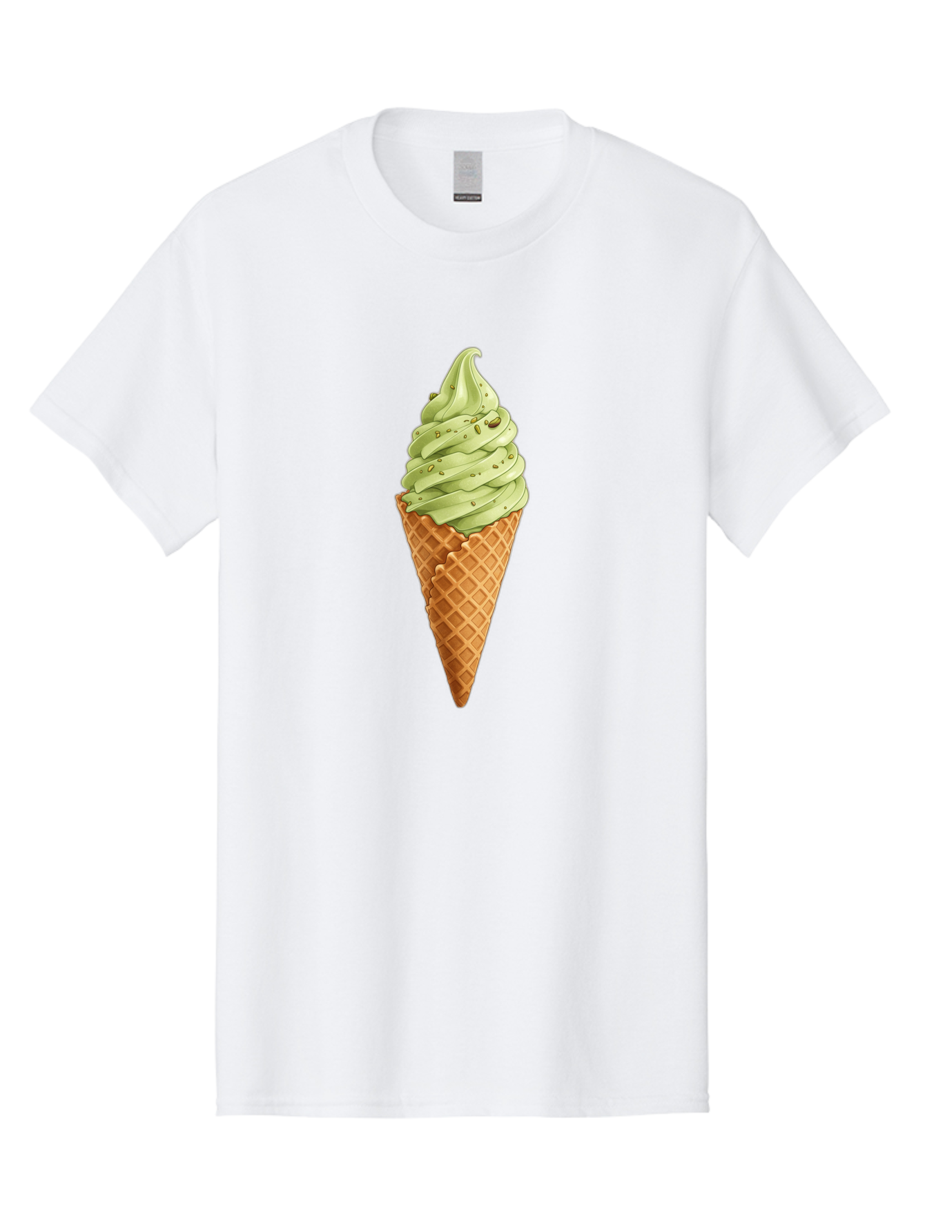 Matcha-Ice-Cream-Cone Men'S Graphic Tee, 100% Cotton, Comfortable Casual Summer Wear, Machine Washable, Matcha Ice Cream, Soft Serve Ice Cream, Waffle Cone, Green Tea Flavor, Sweet Treat, Summer Dessert, Ice Cream Cone, Creamy Texture Baa992