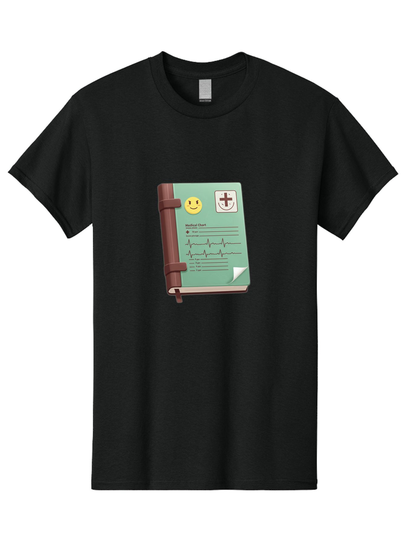 Medical-Chart Men'S Graphic Tee, 100% Cotton, Comfortable Casual Summer Wear, Machine Washable, Medical Chart, Health Record, Medical Journal, Smiley Face, Plus Sign, Heart Rate Monitor, Patient History Baa993