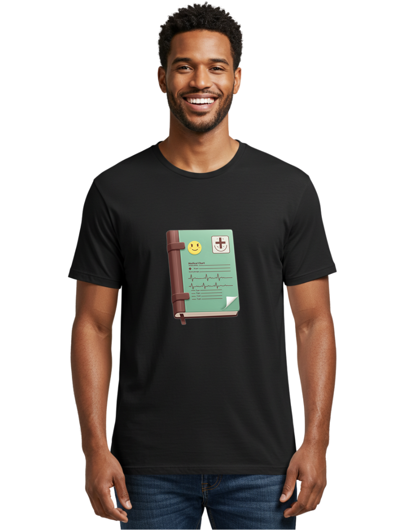 Medical-Chart Men'S Graphic Tee, 100% Cotton, Comfortable Casual Summer Wear, Machine Washable, Medical Chart, Health Record, Medical Journal, Smiley Face, Plus Sign, Heart Rate Monitor, Patient History Baa993