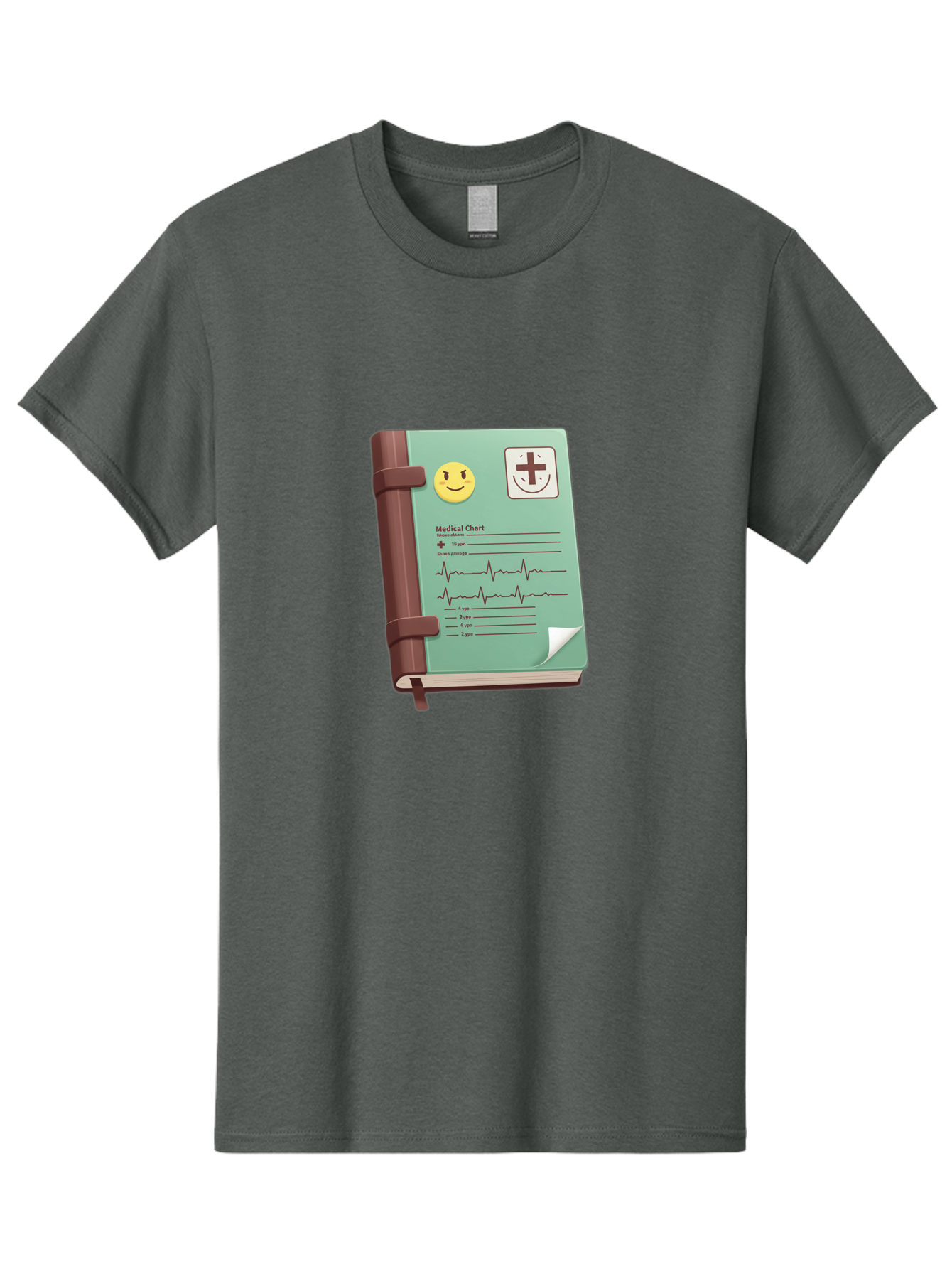 Medical-Chart Men'S Graphic Tee, 100% Cotton, Comfortable Casual Summer Wear, Machine Washable, Medical Chart, Health Record, Medical Journal, Smiley Face, Plus Sign, Heart Rate Monitor, Patient History Baa993