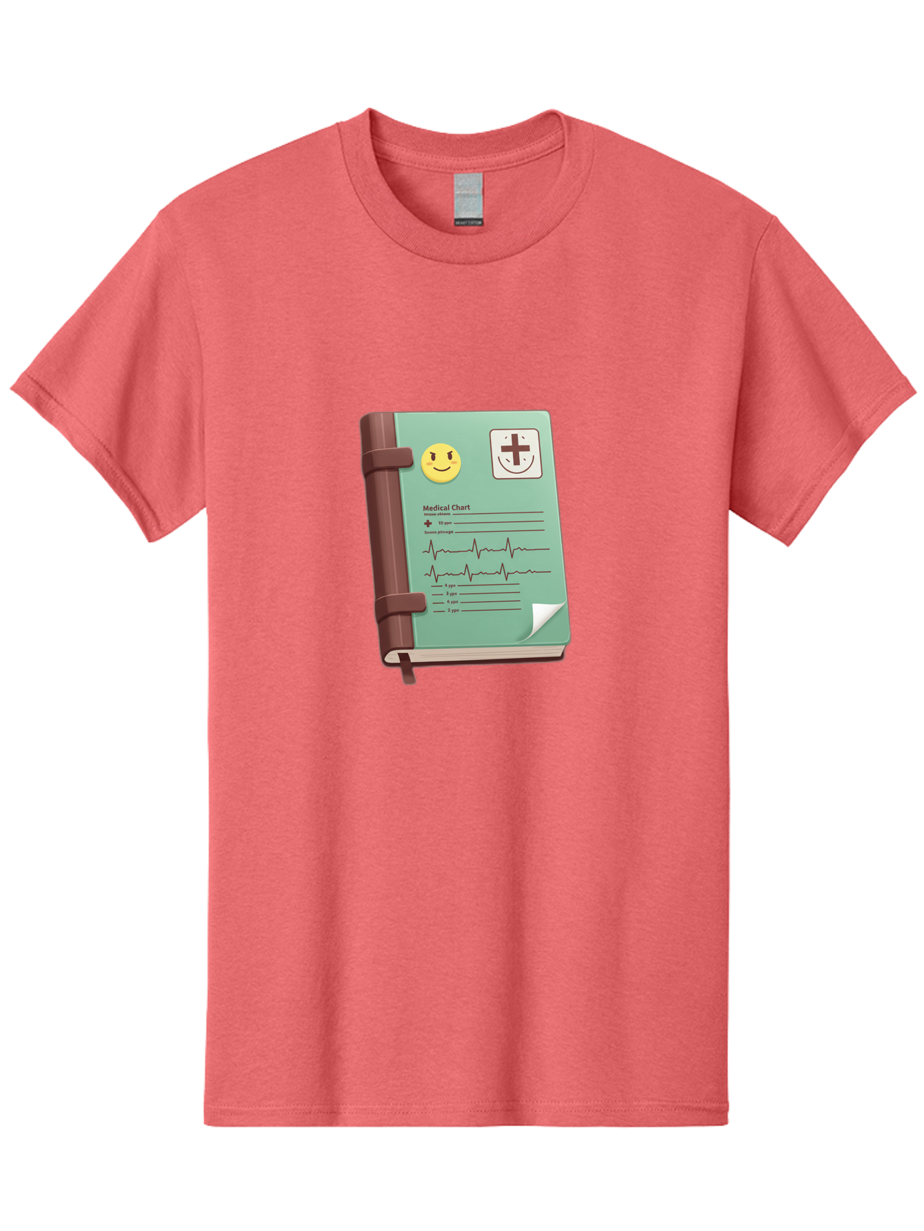 Medical-Chart Men'S Graphic Tee, 100% Cotton, Comfortable Casual Summer Wear, Machine Washable, Medical Chart, Health Record, Medical Journal, Smiley Face, Plus Sign, Heart Rate Monitor, Patient History Baa993