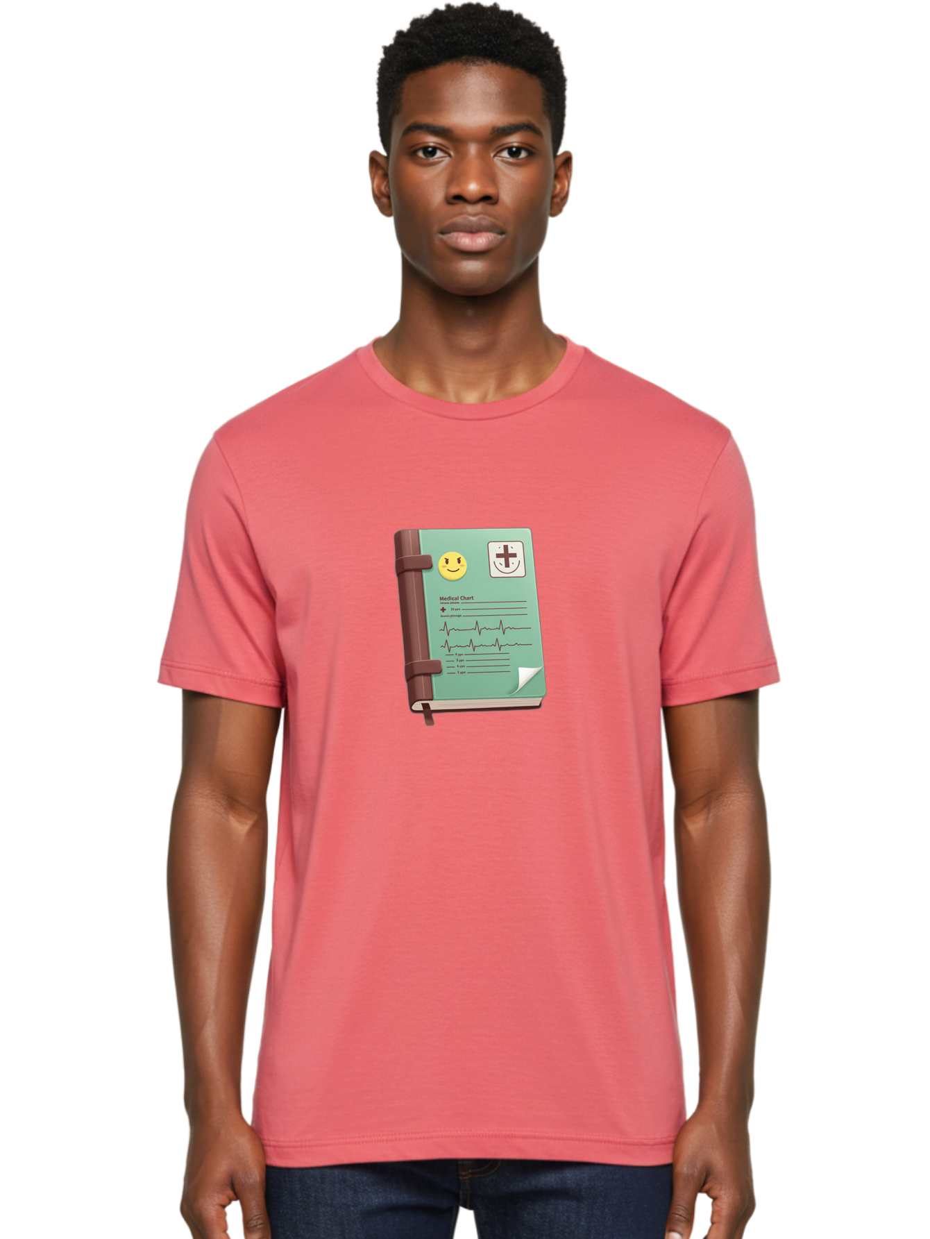 Medical-Chart Men'S Graphic Tee, 100% Cotton, Comfortable Casual Summer Wear, Machine Washable, Medical Chart, Health Record, Medical Journal, Smiley Face, Plus Sign, Heart Rate Monitor, Patient History Baa993