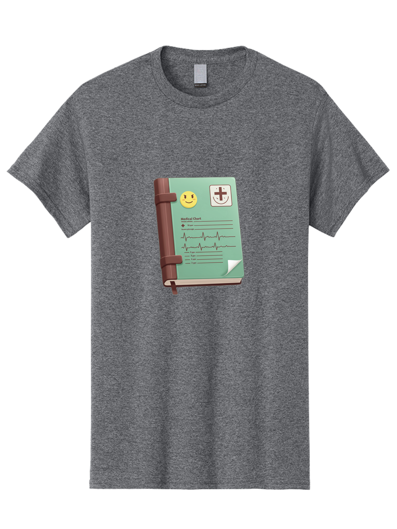 Medical-Chart Men'S Graphic Tee, 100% Cotton, Comfortable Casual Summer Wear, Machine Washable, Medical Chart, Health Record, Medical Journal, Smiley Face, Plus Sign, Heart Rate Monitor, Patient History Baa993