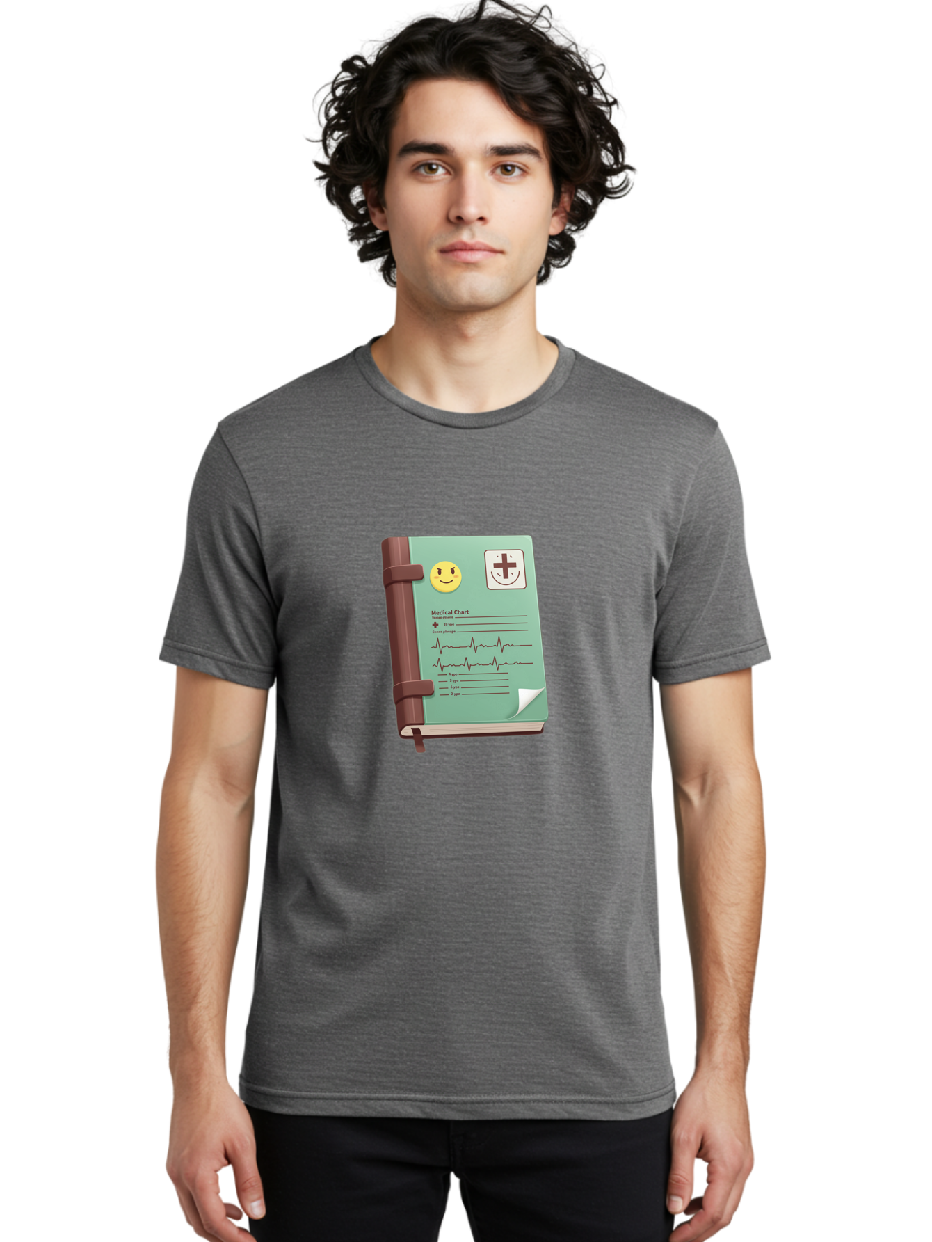 Medical-Chart Men'S Graphic Tee, 100% Cotton, Comfortable Casual Summer Wear, Machine Washable, Medical Chart, Health Record, Medical Journal, Smiley Face, Plus Sign, Heart Rate Monitor, Patient History Baa993