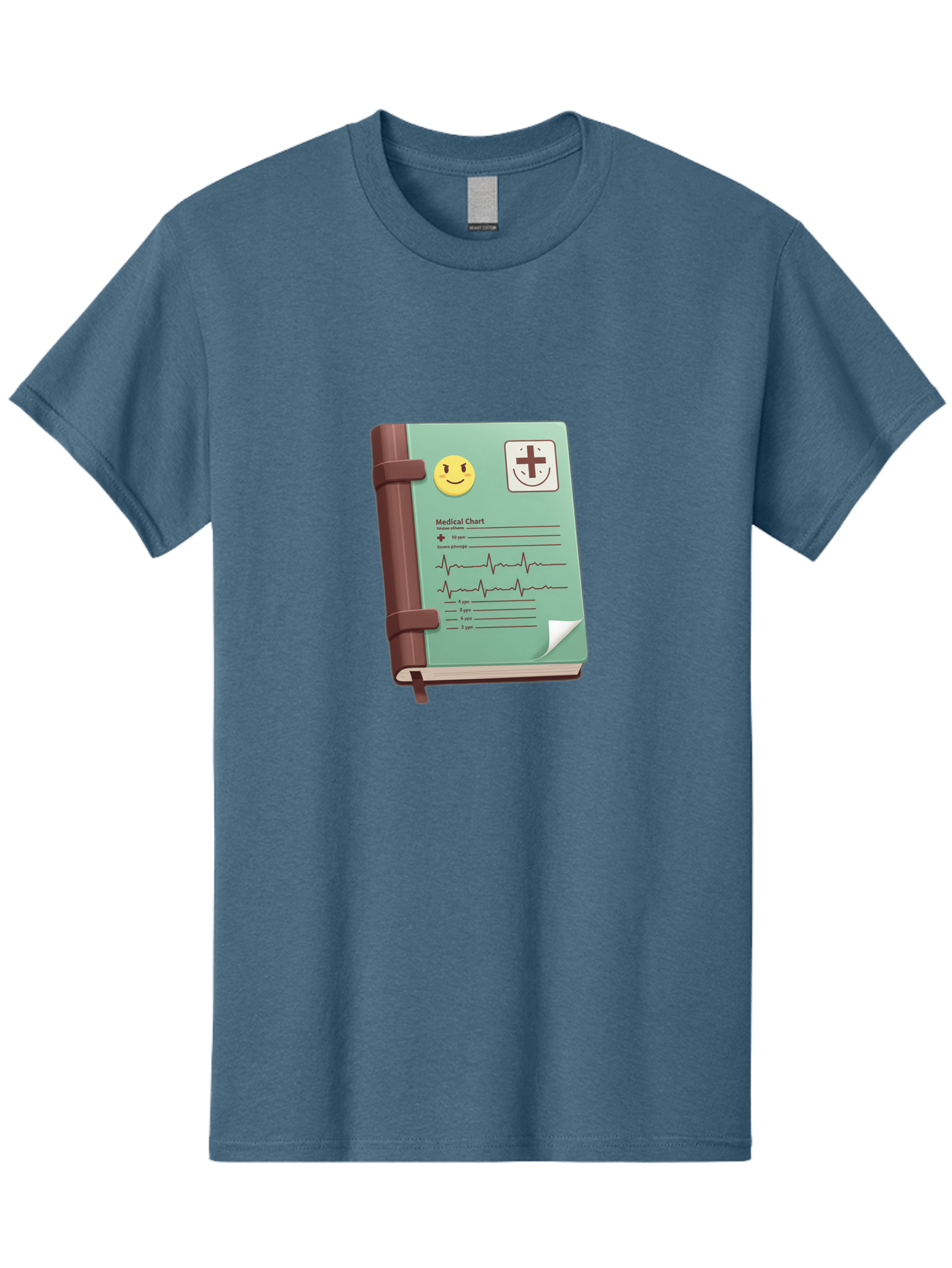 Medical-Chart Men'S Graphic Tee, 100% Cotton, Comfortable Casual Summer Wear, Machine Washable, Medical Chart, Health Record, Medical Journal, Smiley Face, Plus Sign, Heart Rate Monitor, Patient History Baa993