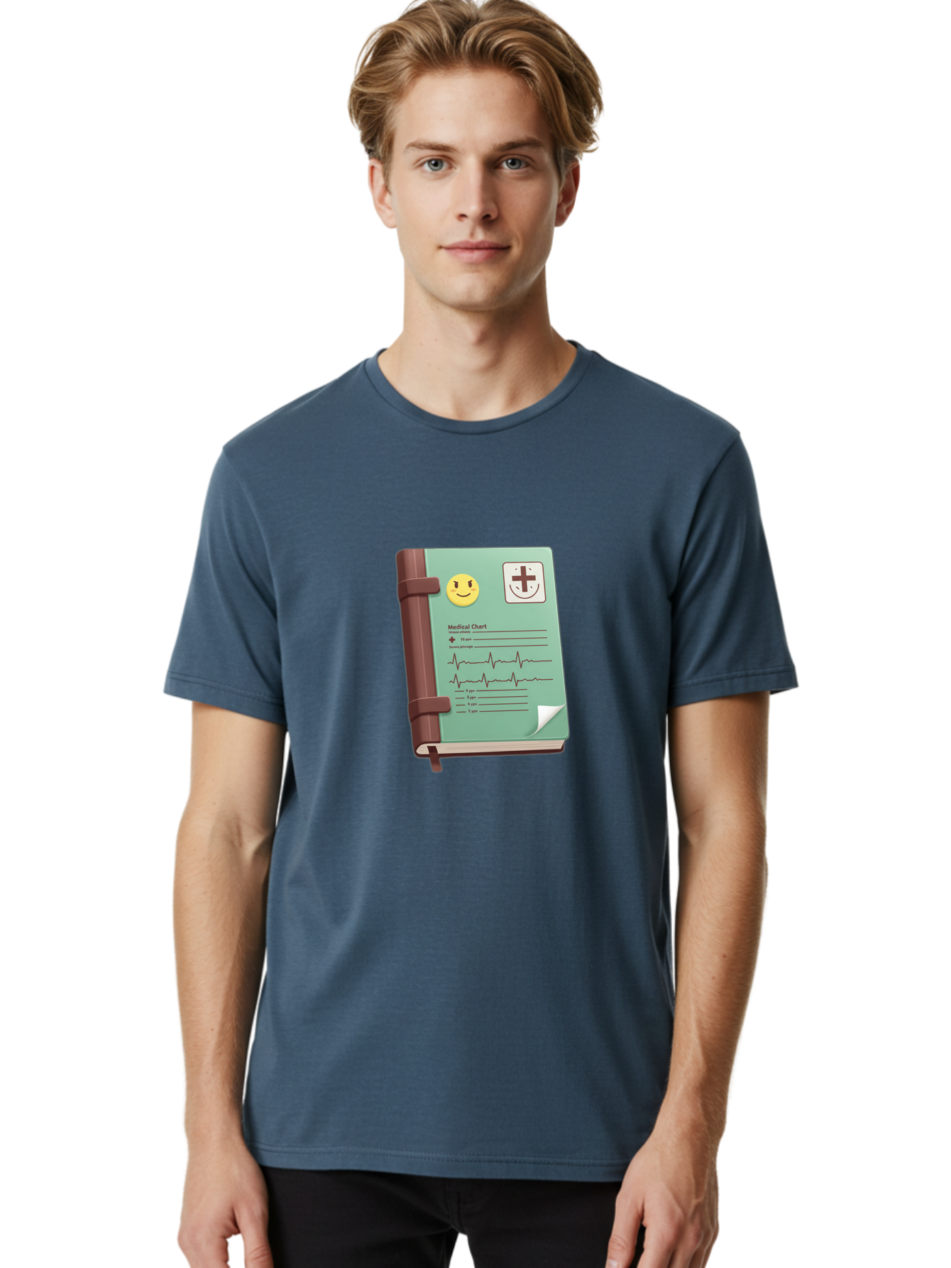 Medical-Chart Men'S Graphic Tee, 100% Cotton, Comfortable Casual Summer Wear, Machine Washable, Medical Chart, Health Record, Medical Journal, Smiley Face, Plus Sign, Heart Rate Monitor, Patient History Baa993
