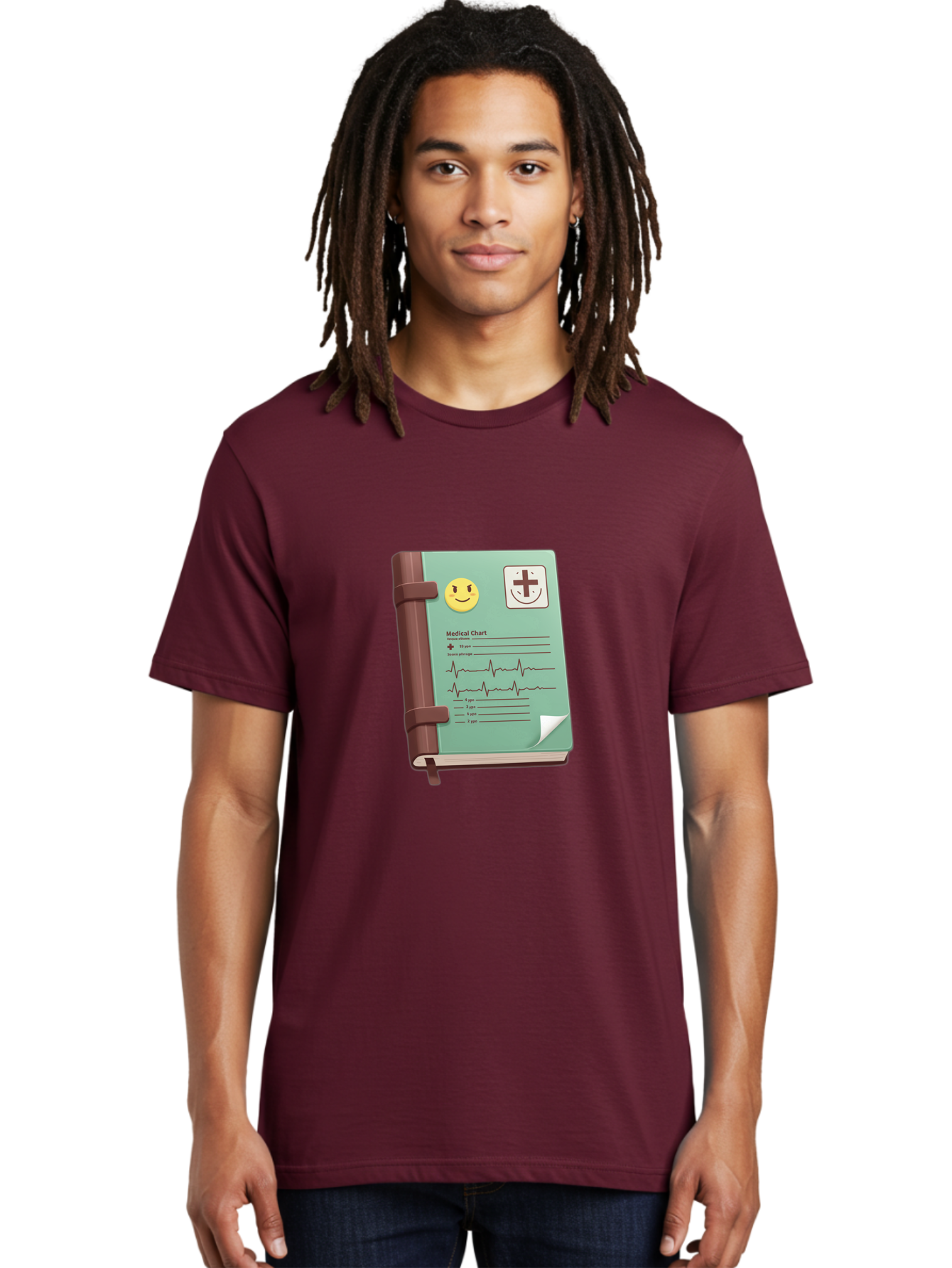 Medical-Chart Men'S Graphic Tee, 100% Cotton, Comfortable Casual Summer Wear, Machine Washable, Medical Chart, Health Record, Medical Journal, Smiley Face, Plus Sign, Heart Rate Monitor, Patient History Baa993