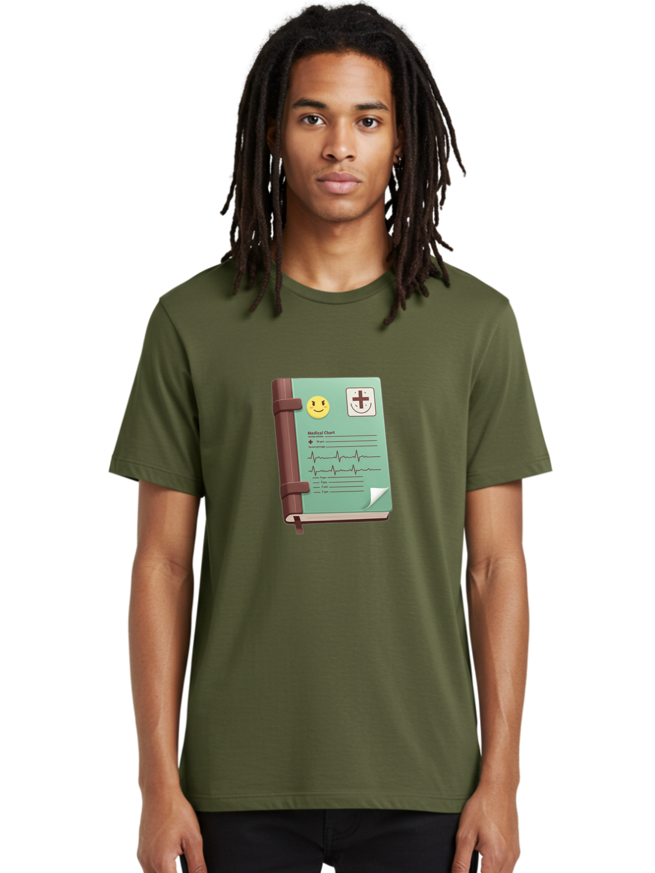 Medical-Chart Men'S Graphic Tee, 100% Cotton, Comfortable Casual Summer Wear, Machine Washable, Medical Chart, Health Record, Medical Journal, Smiley Face, Plus Sign, Heart Rate Monitor, Patient History Baa993