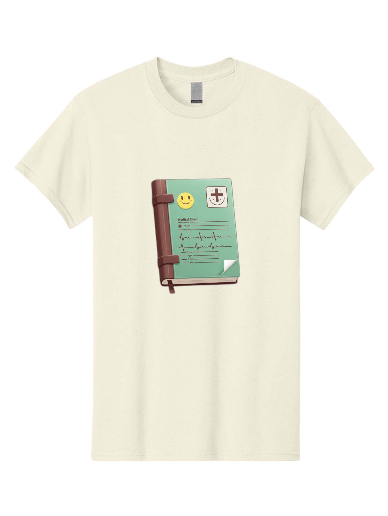 Medical-Chart Men'S Graphic Tee, 100% Cotton, Comfortable Casual Summer Wear, Machine Washable, Medical Chart, Health Record, Medical Journal, Smiley Face, Plus Sign, Heart Rate Monitor, Patient History Baa993