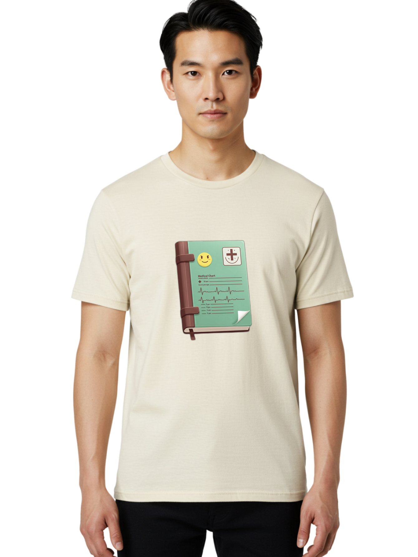 Medical-Chart Men'S Graphic Tee, 100% Cotton, Comfortable Casual Summer Wear, Machine Washable, Medical Chart, Health Record, Medical Journal, Smiley Face, Plus Sign, Heart Rate Monitor, Patient History Baa993
