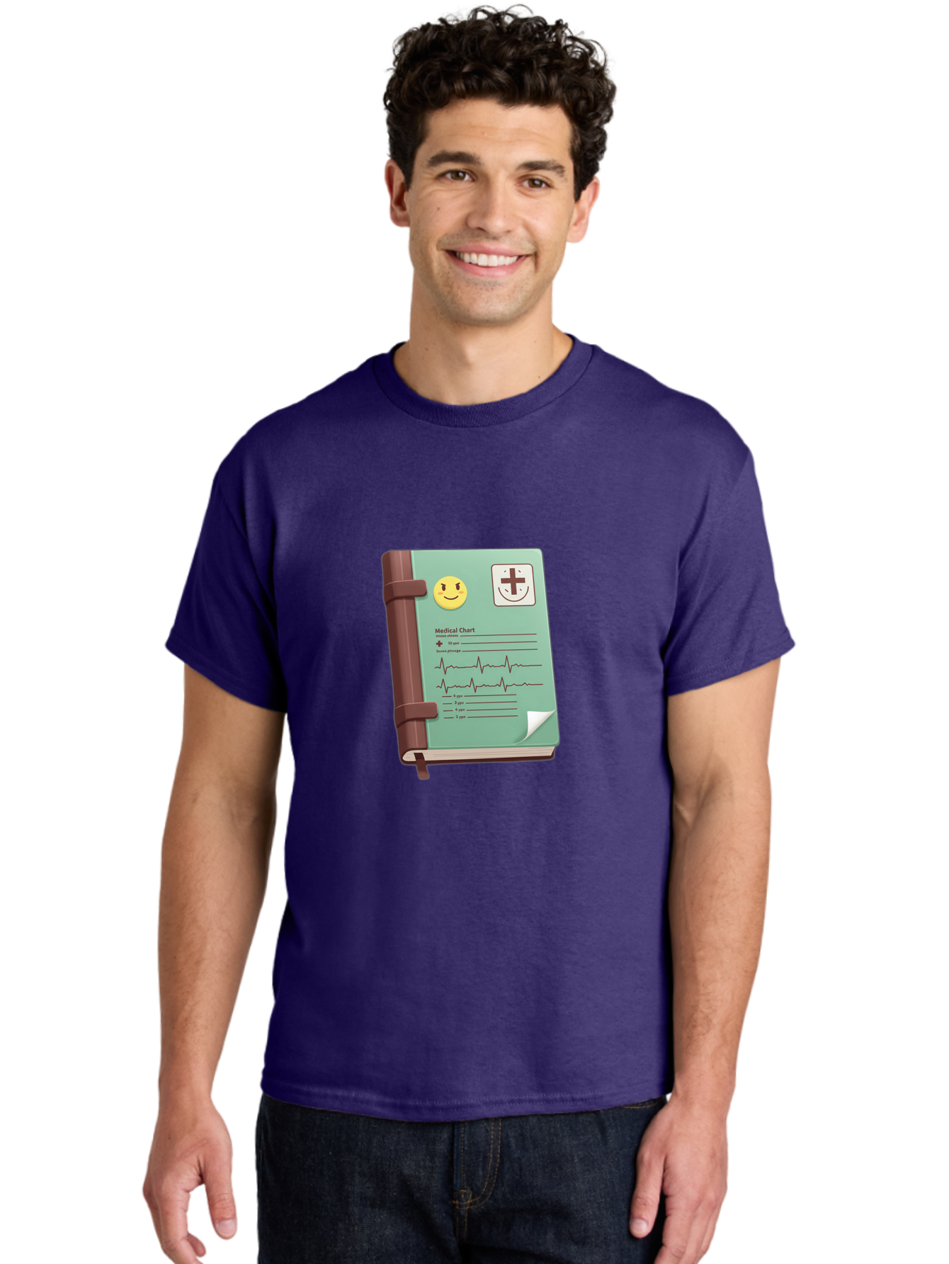 Medical-Chart Men'S Graphic Tee, 100% Cotton, Comfortable Casual Summer Wear, Machine Washable, Medical Chart, Health Record, Medical Journal, Smiley Face, Plus Sign, Heart Rate Monitor, Patient History Baa993