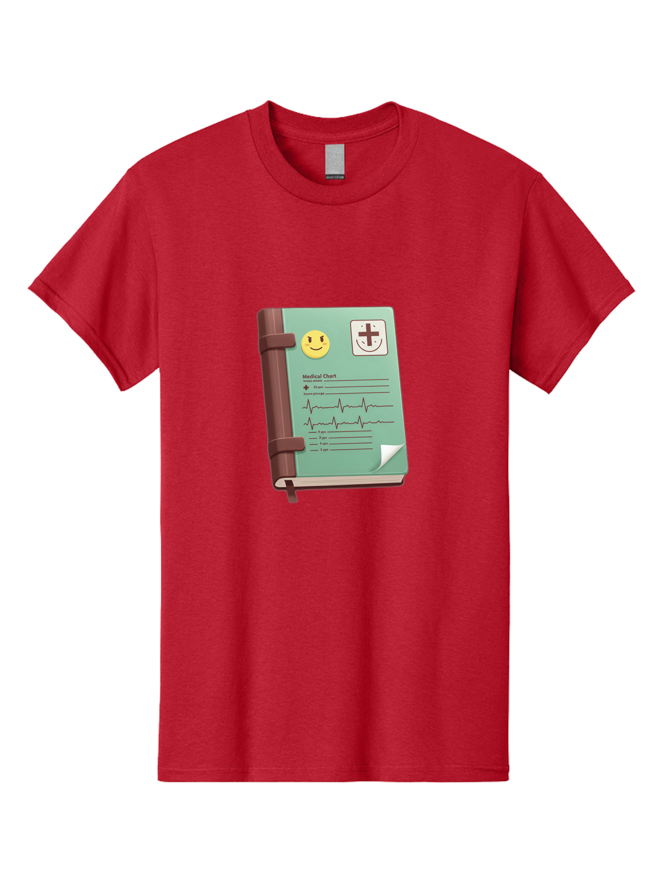 Medical-Chart Men'S Graphic Tee, 100% Cotton, Comfortable Casual Summer Wear, Machine Washable, Medical Chart, Health Record, Medical Journal, Smiley Face, Plus Sign, Heart Rate Monitor, Patient History Baa993