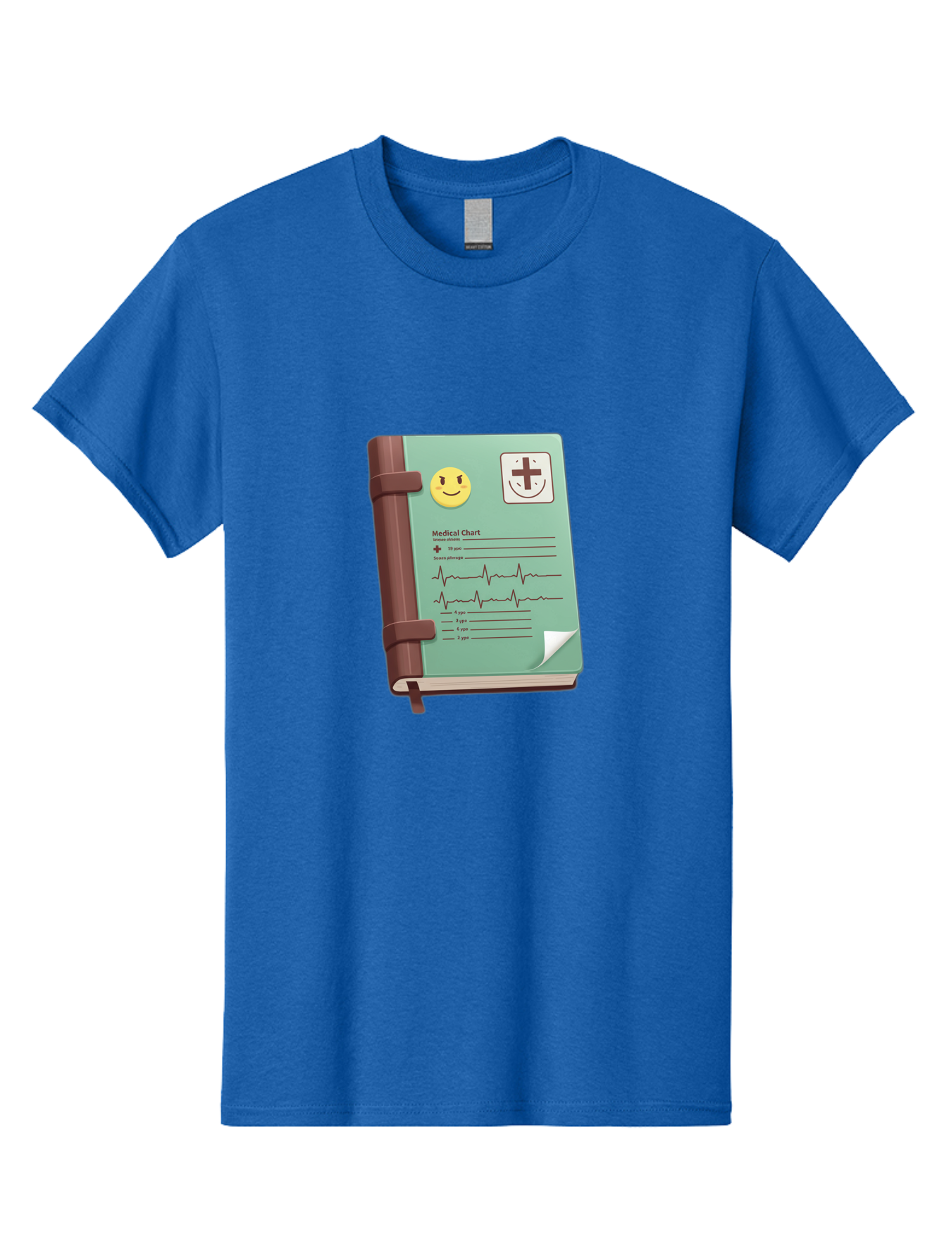 Medical-Chart Men'S Graphic Tee, 100% Cotton, Comfortable Casual Summer Wear, Machine Washable, Medical Chart, Health Record, Medical Journal, Smiley Face, Plus Sign, Heart Rate Monitor, Patient History Baa993