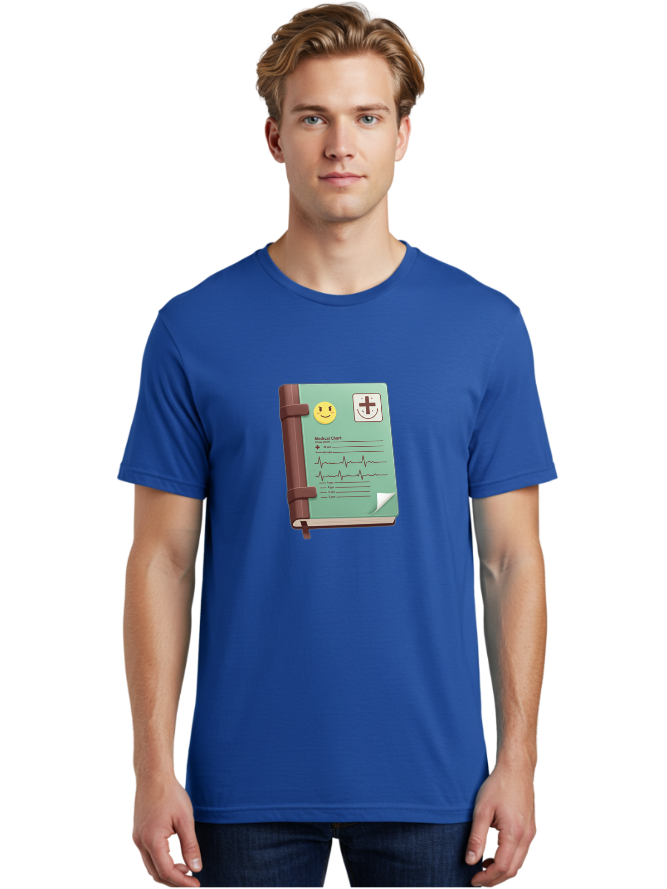 Medical-Chart Men'S Graphic Tee, 100% Cotton, Comfortable Casual Summer Wear, Machine Washable, Medical Chart, Health Record, Medical Journal, Smiley Face, Plus Sign, Heart Rate Monitor, Patient History Baa993