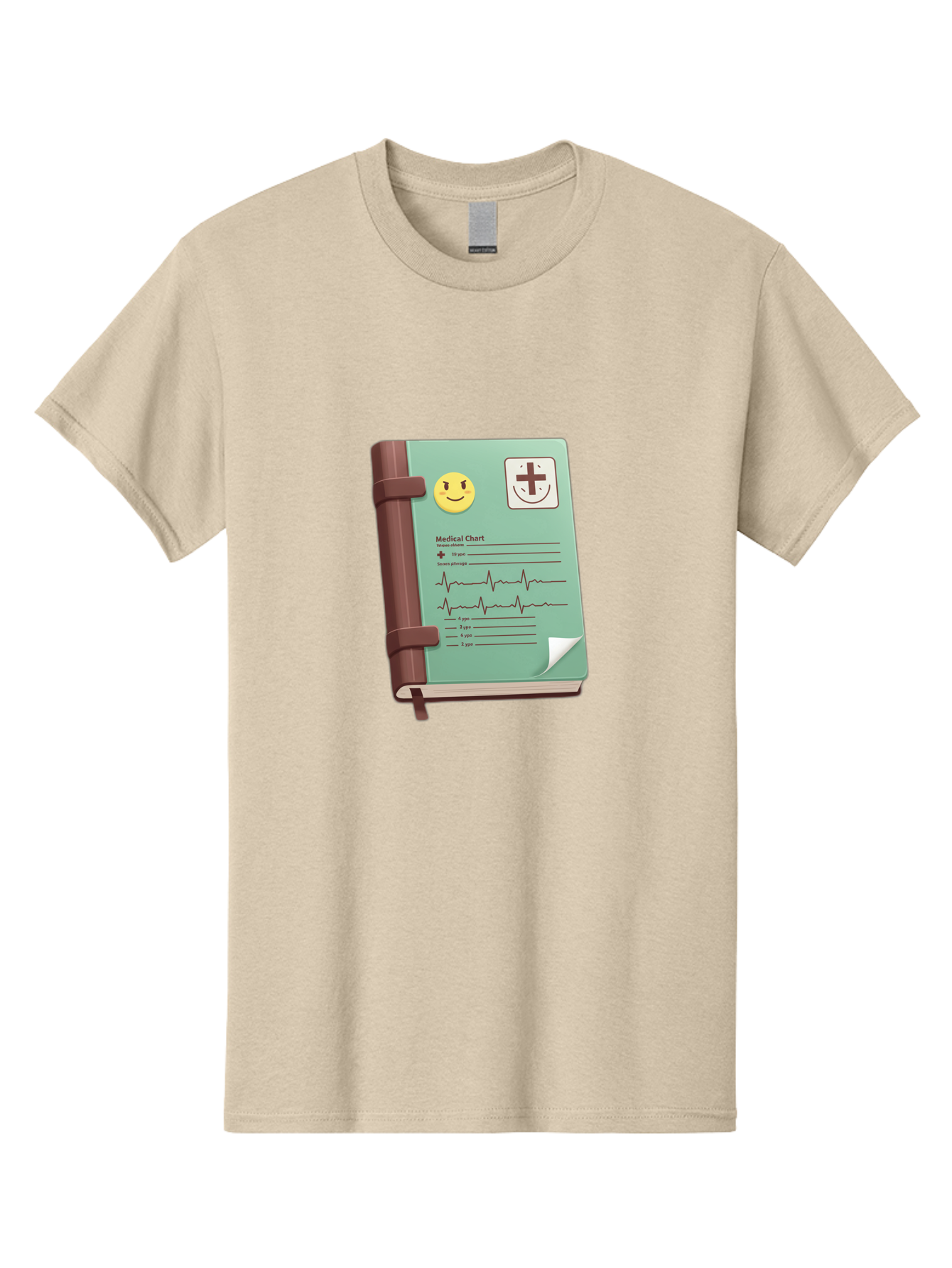 Medical-Chart Men'S Graphic Tee, 100% Cotton, Comfortable Casual Summer Wear, Machine Washable, Medical Chart, Health Record, Medical Journal, Smiley Face, Plus Sign, Heart Rate Monitor, Patient History Baa993