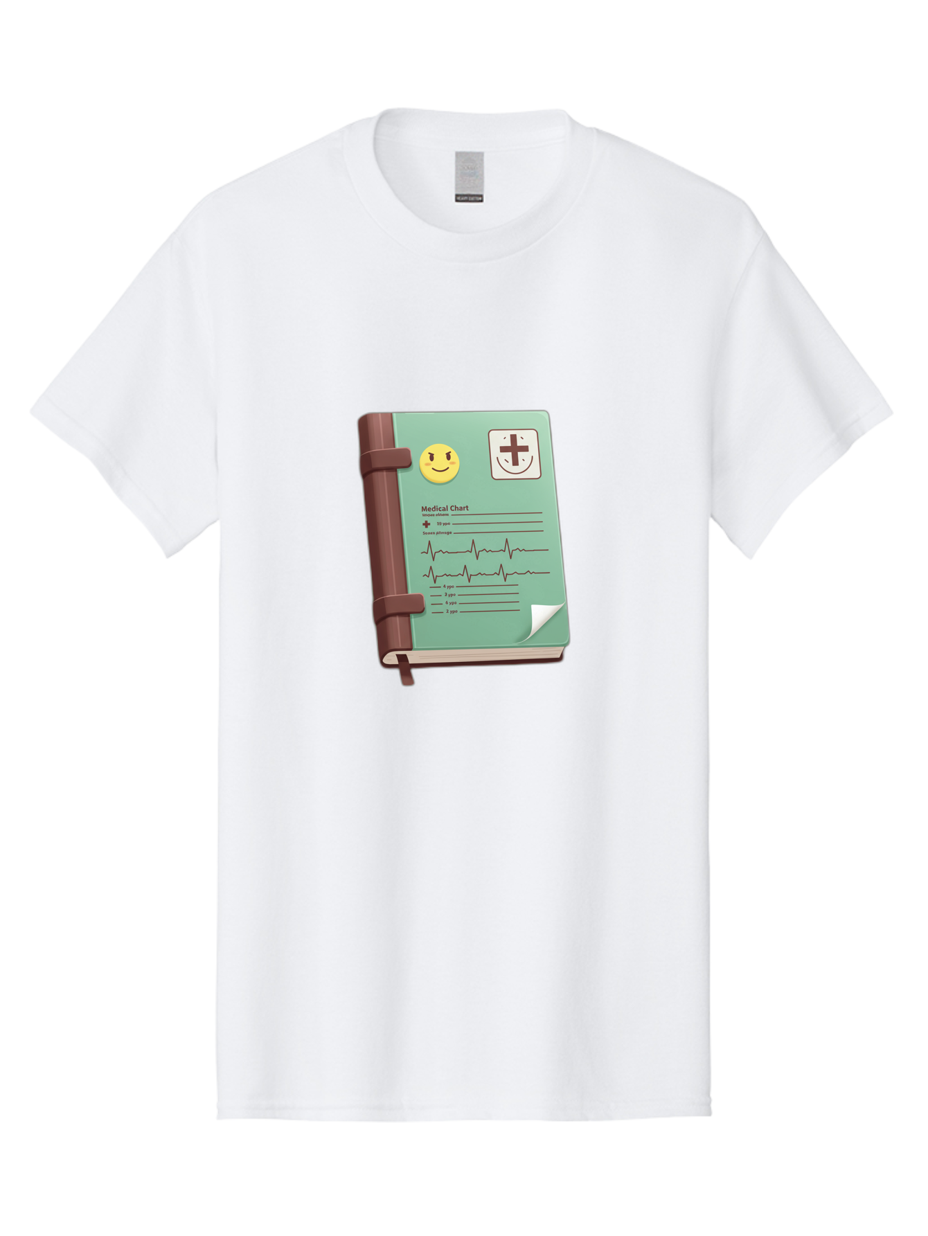 Medical-Chart Men'S Graphic Tee, 100% Cotton, Comfortable Casual Summer Wear, Machine Washable, Medical Chart, Health Record, Medical Journal, Smiley Face, Plus Sign, Heart Rate Monitor, Patient History Baa993