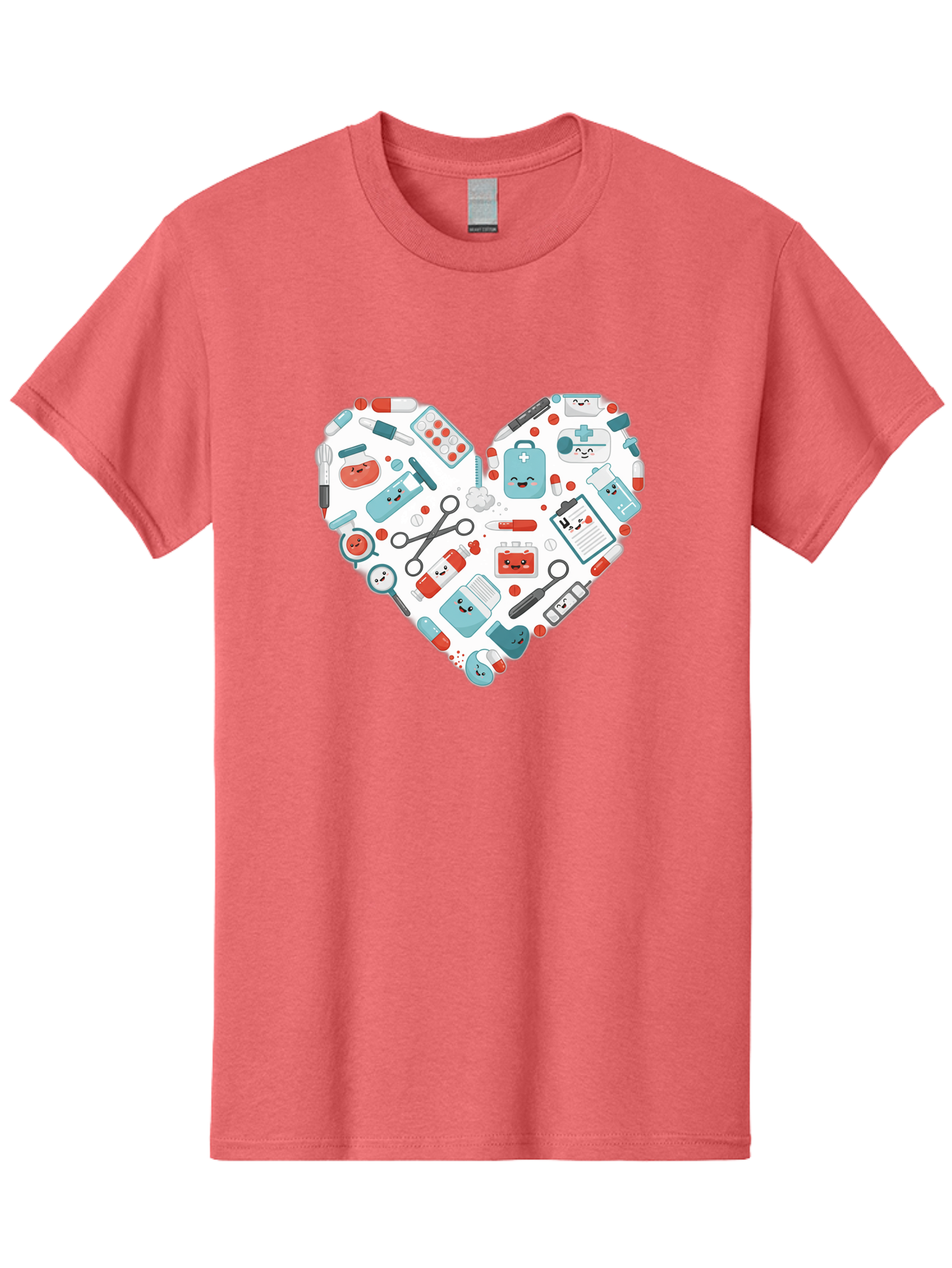 Medical-Heart Men'S Graphic Tee, 100% Cotton, Comfortable Casual Summer Wear, Machine Washable, Heart Shape, Medical Supplies, Healthcare Symbols, First Aid Kit, Medical Tools, Healthcare Icons, Medical Equipment, Health Care, Medical Kit, Baa995