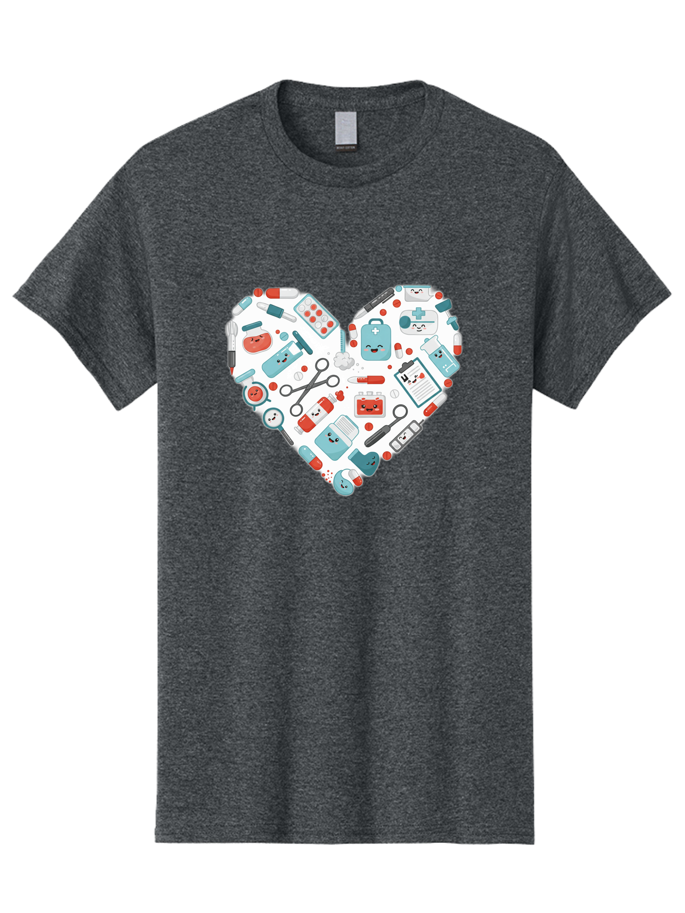 Medical-Heart Men'S Graphic Tee, 100% Cotton, Comfortable Casual Summer Wear, Machine Washable, Heart Shape, Medical Supplies, Healthcare Symbols, First Aid Kit, Medical Tools, Healthcare Icons, Medical Equipment, Health Care, Medical Kit, Baa995