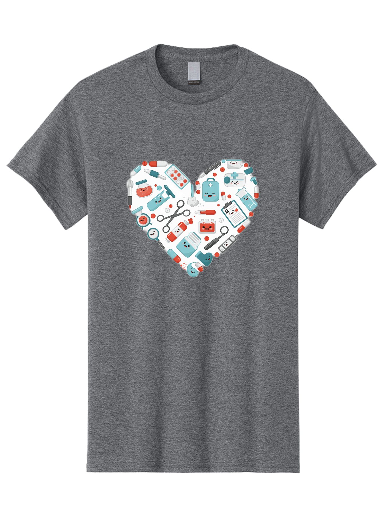 Medical-Heart Men'S Graphic Tee, 100% Cotton, Comfortable Casual Summer Wear, Machine Washable, Heart Shape, Medical Supplies, Healthcare Symbols, First Aid Kit, Medical Tools, Healthcare Icons, Medical Equipment, Health Care, Medical Kit, Baa995