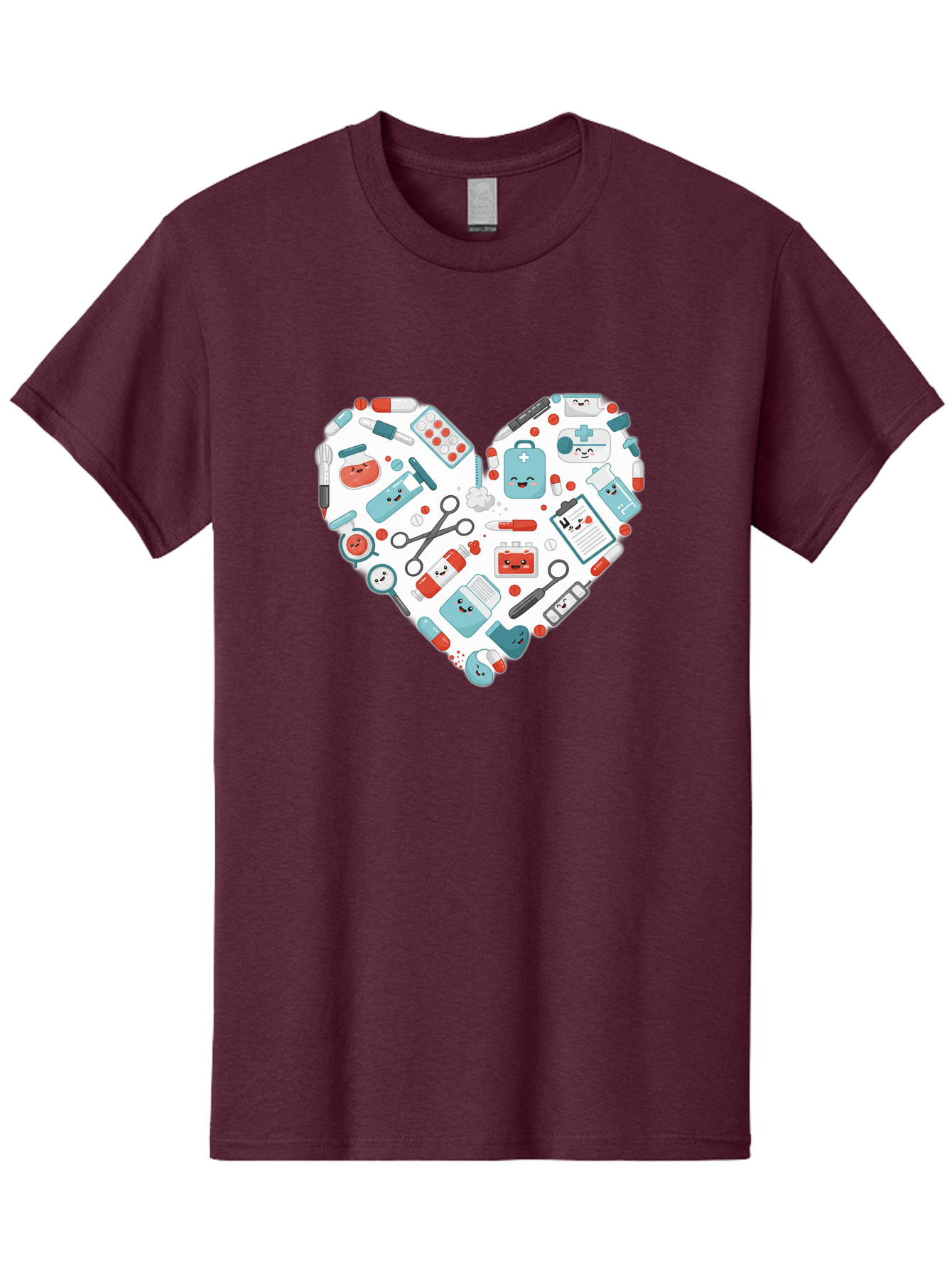 Medical-Heart Men'S Graphic Tee, 100% Cotton, Comfortable Casual Summer Wear, Machine Washable, Heart Shape, Medical Supplies, Healthcare Symbols, First Aid Kit, Medical Tools, Healthcare Icons, Medical Equipment, Health Care, Medical Kit, Baa995