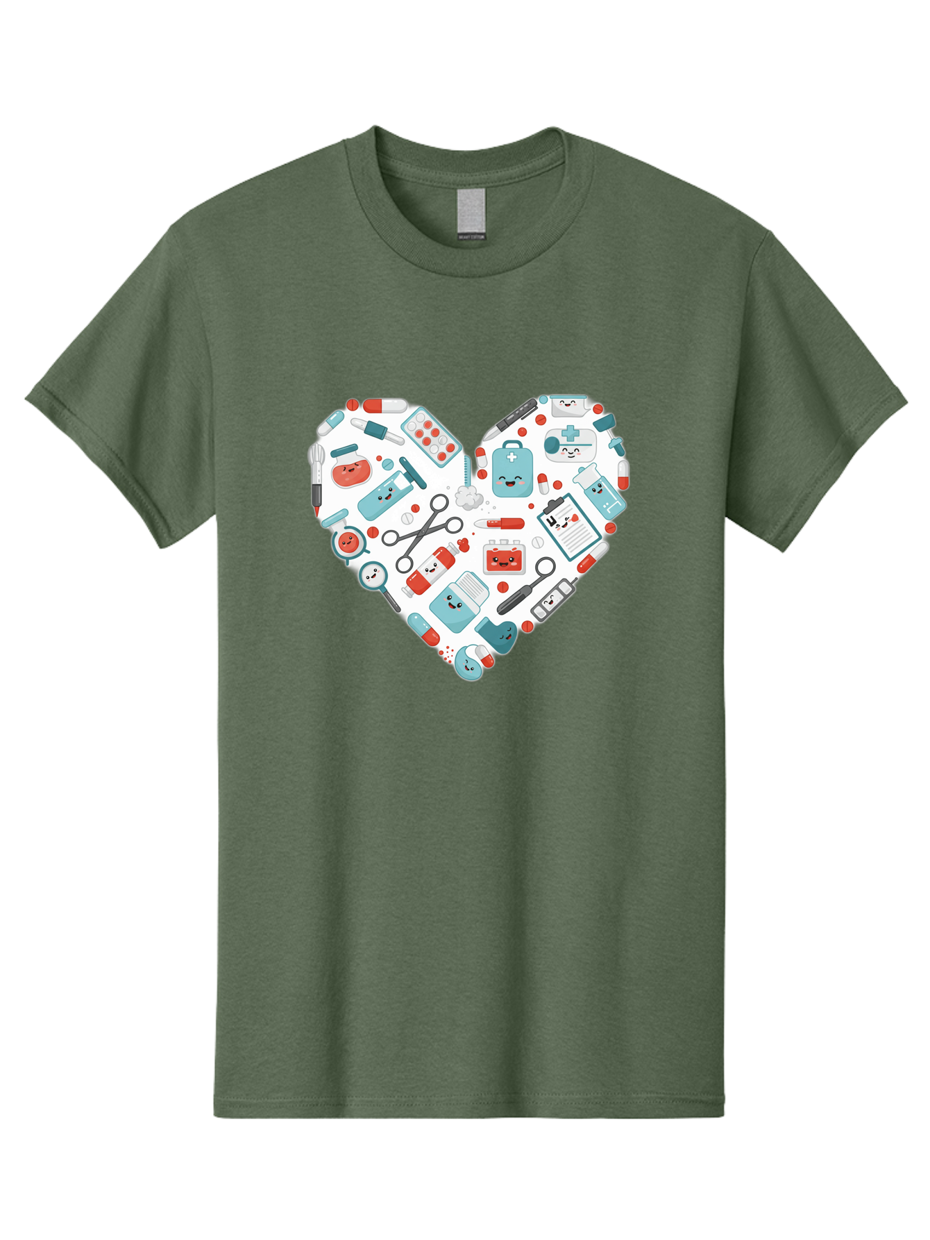 Medical-Heart Men'S Graphic Tee, 100% Cotton, Comfortable Casual Summer Wear, Machine Washable, Heart Shape, Medical Supplies, Healthcare Symbols, First Aid Kit, Medical Tools, Healthcare Icons, Medical Equipment, Health Care, Medical Kit, Baa995