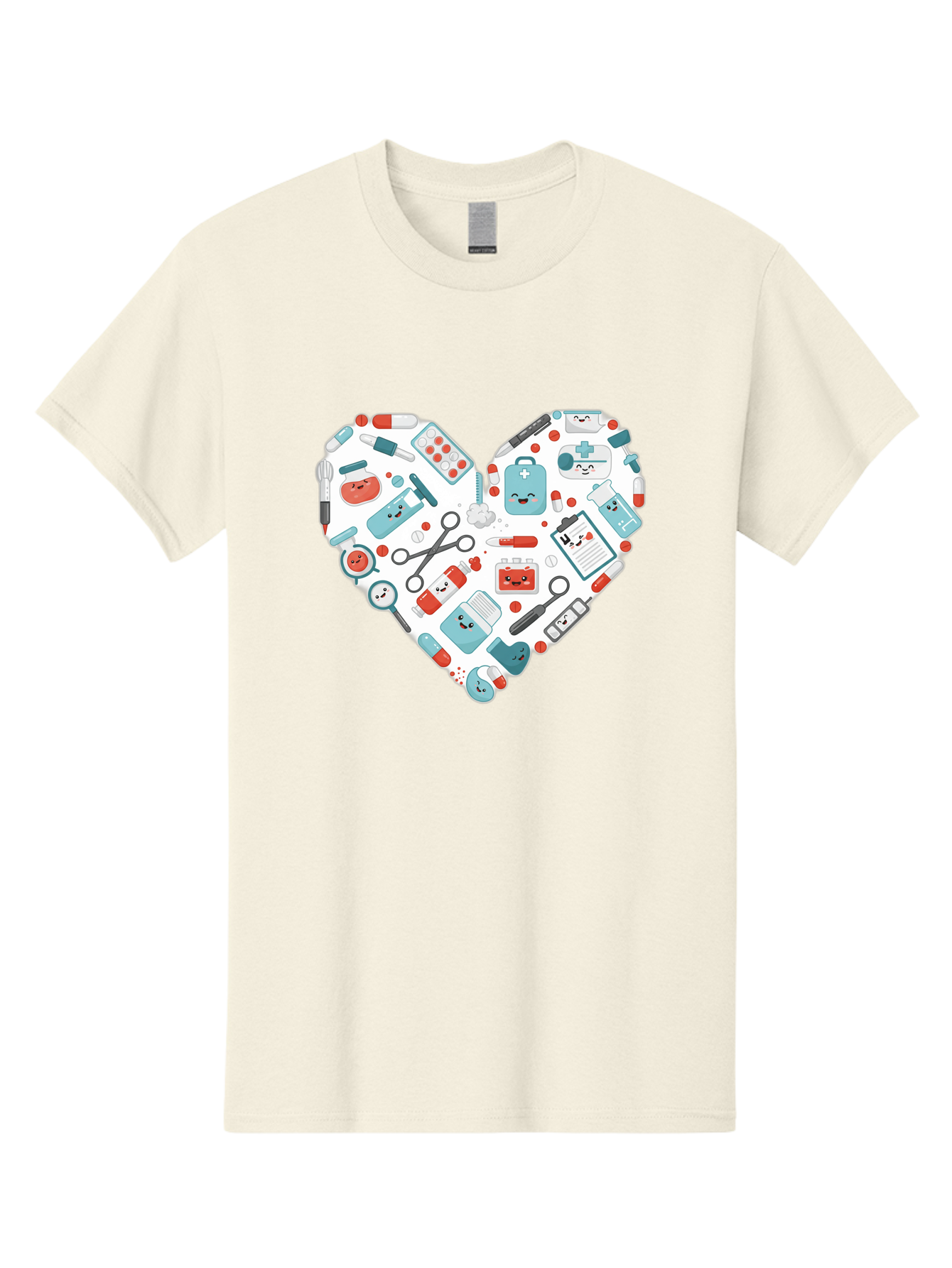 Medical-Heart Men'S Graphic Tee, 100% Cotton, Comfortable Casual Summer Wear, Machine Washable, Heart Shape, Medical Supplies, Healthcare Symbols, First Aid Kit, Medical Tools, Healthcare Icons, Medical Equipment, Health Care, Medical Kit, Baa995
