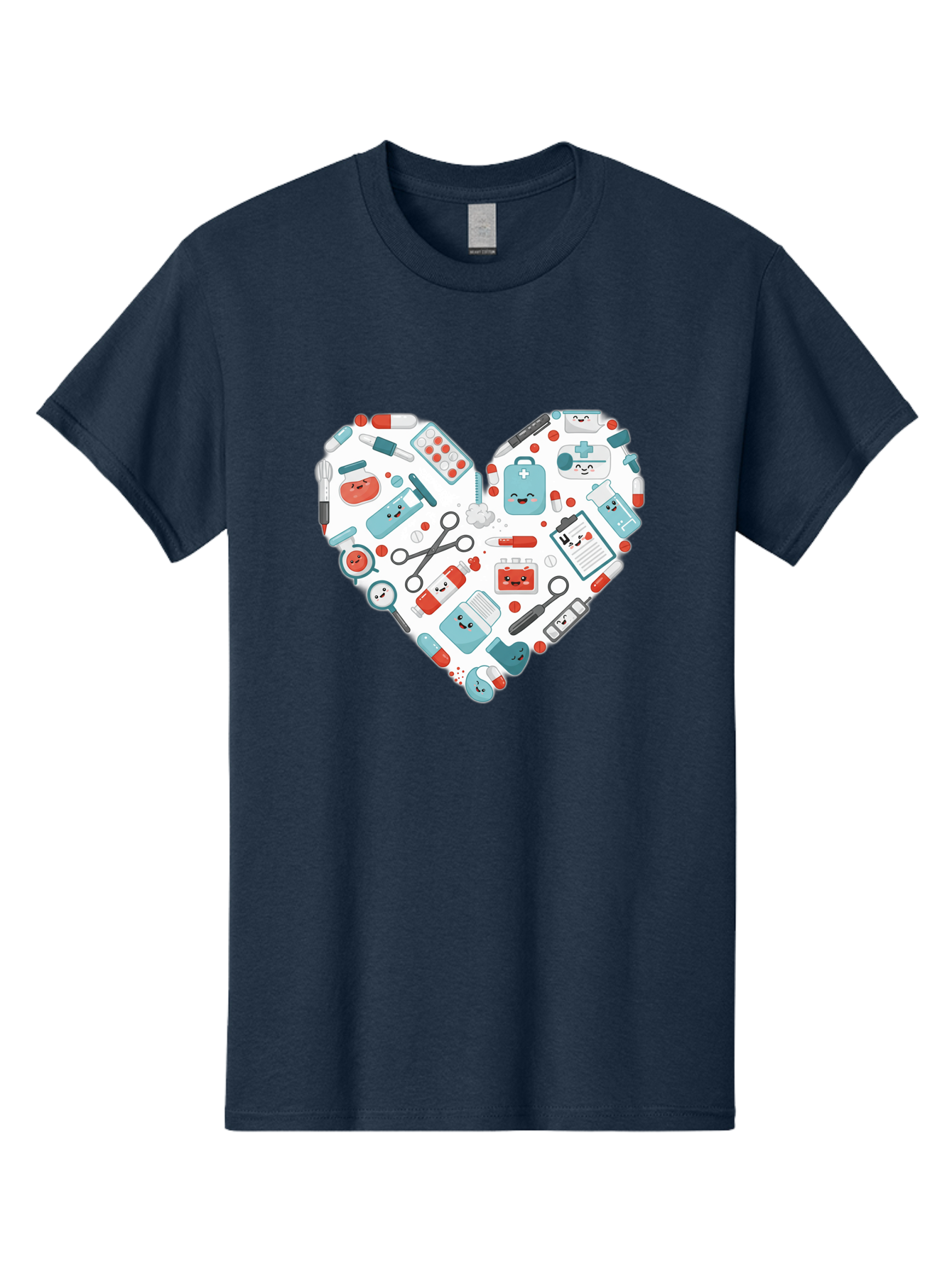 Medical-Heart Men'S Graphic Tee, 100% Cotton, Comfortable Casual Summer Wear, Machine Washable, Heart Shape, Medical Supplies, Healthcare Symbols, First Aid Kit, Medical Tools, Healthcare Icons, Medical Equipment, Health Care, Medical Kit, Baa995